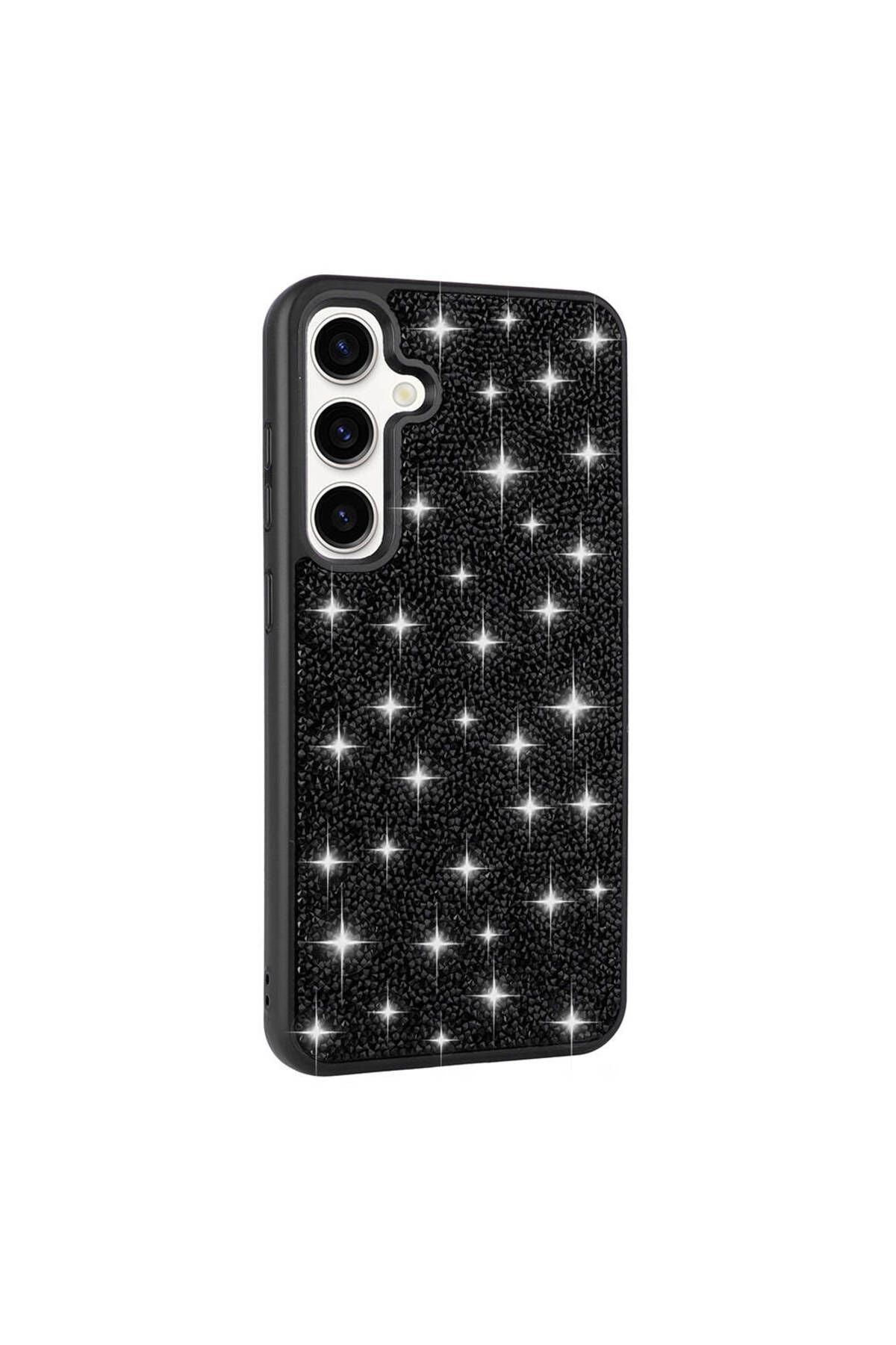 Galaxy S24 Plus Uyumlu Parlak Taşlı Tasarım Pırlanta Zore Kılıf-Beyaz
