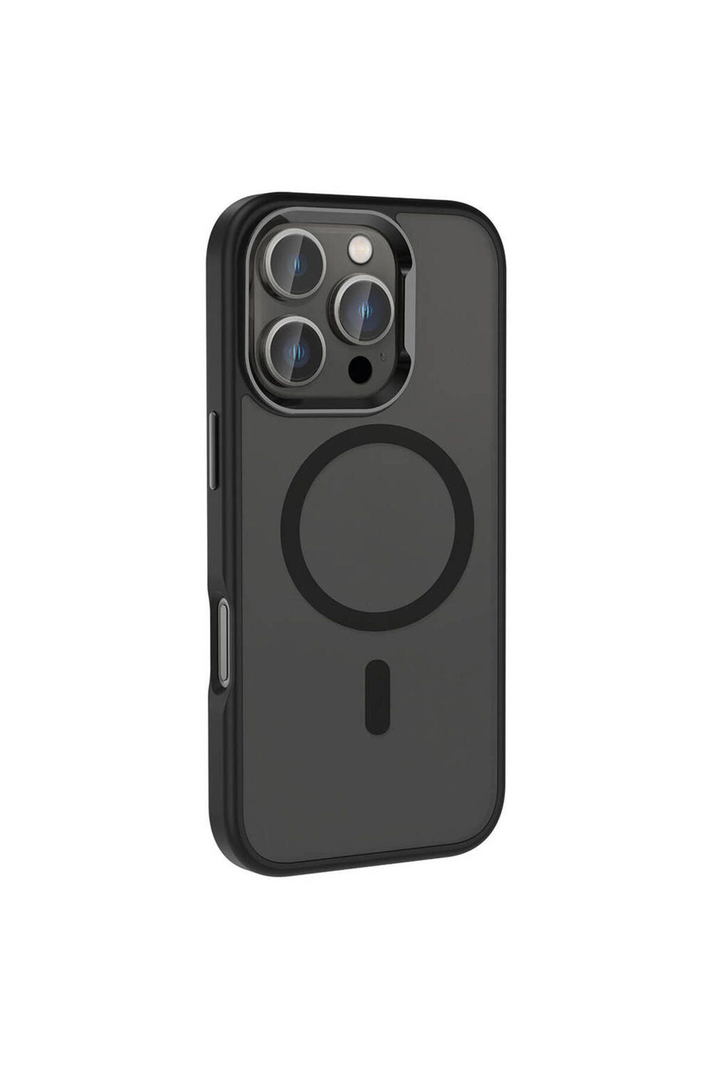 Apple iPhone 16 Pro Kılıf Magsafe Şarj Özellikli Parlak Kamera Çerçeveli Zore Kost Kapak-Siyah