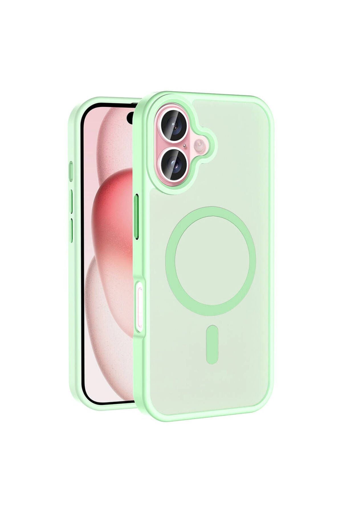 iPhone 16 Plus Kılıf Magsafe Şarj Özellikli Mat Arka Yüzey Zore Sio Kapak-Sarı