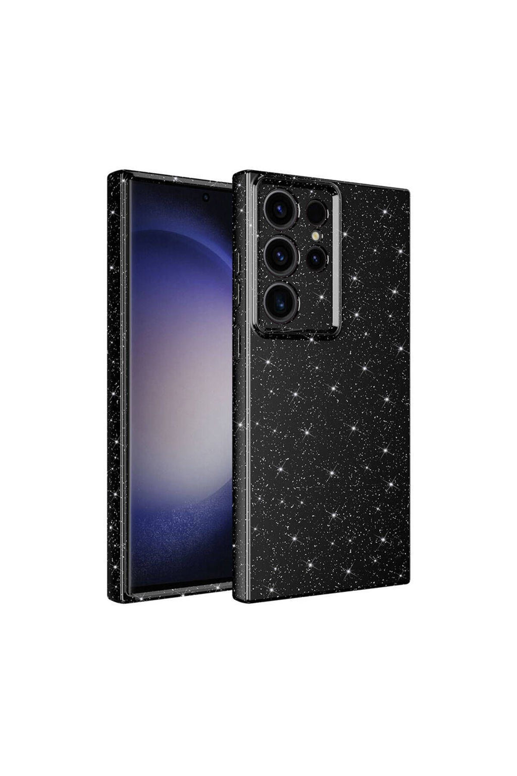 Galaxy S24 Ultra Kılıf Kamera Korumalı Simli Lüks Zore Koton Kapak - Siyah