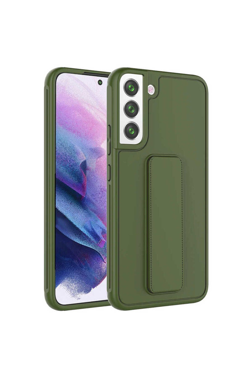 Galaxy S22 Uyumlu Zore Qstand Kılıf-Koyu Yeşil