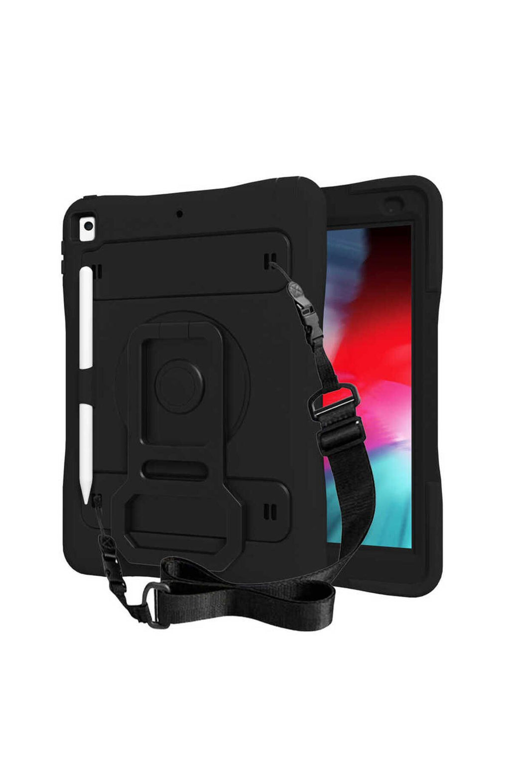 iPad 10.2 2021 (9.Nesil) TQR Yeni Nesil Kalem Bölmeli Defender Tablet Silikon - Siyah