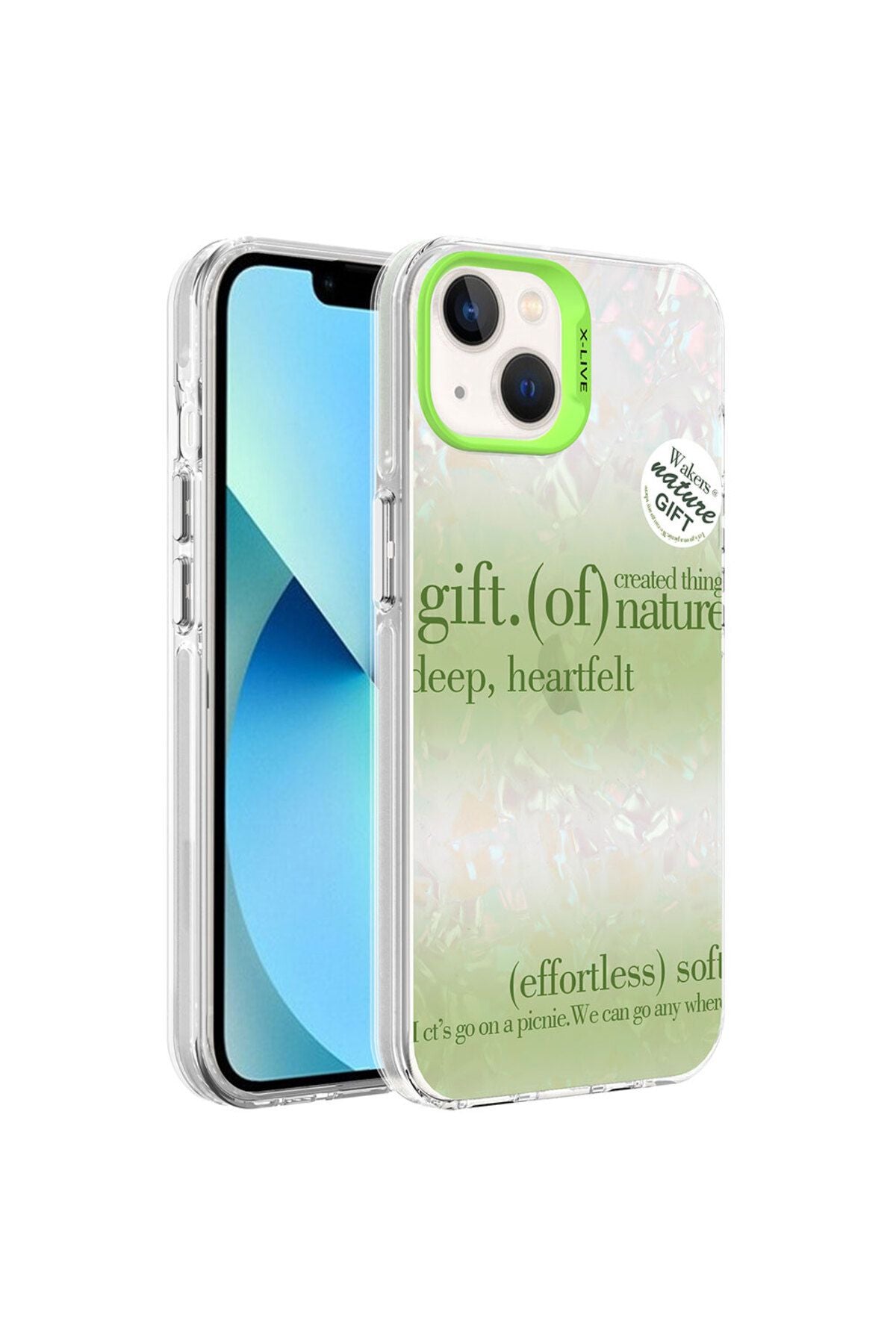 iPhone 14 Uyumlu Mermer Desenli Zore Marbello Kılıf-Yeşil