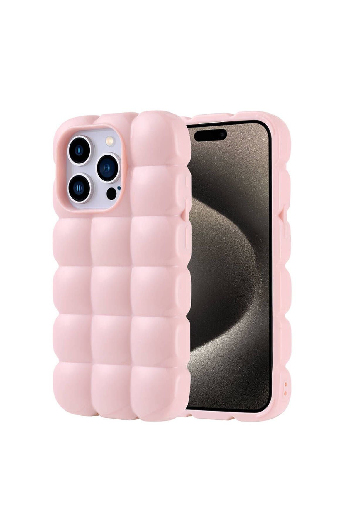 iPhone 15 Pro Kılıf Parlak Esnek Silikon Zore Dom Dom Kapak - Pembe