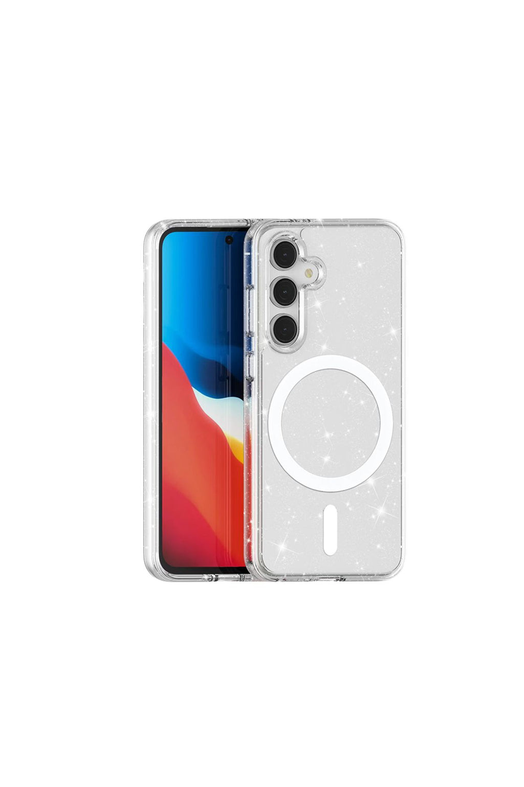 Galaxy S24 FE Kılıf Magsafe Şarj Özellikli Parlayan Simli Saydam Renkli Zore Allstar Kapak - Şeffaf