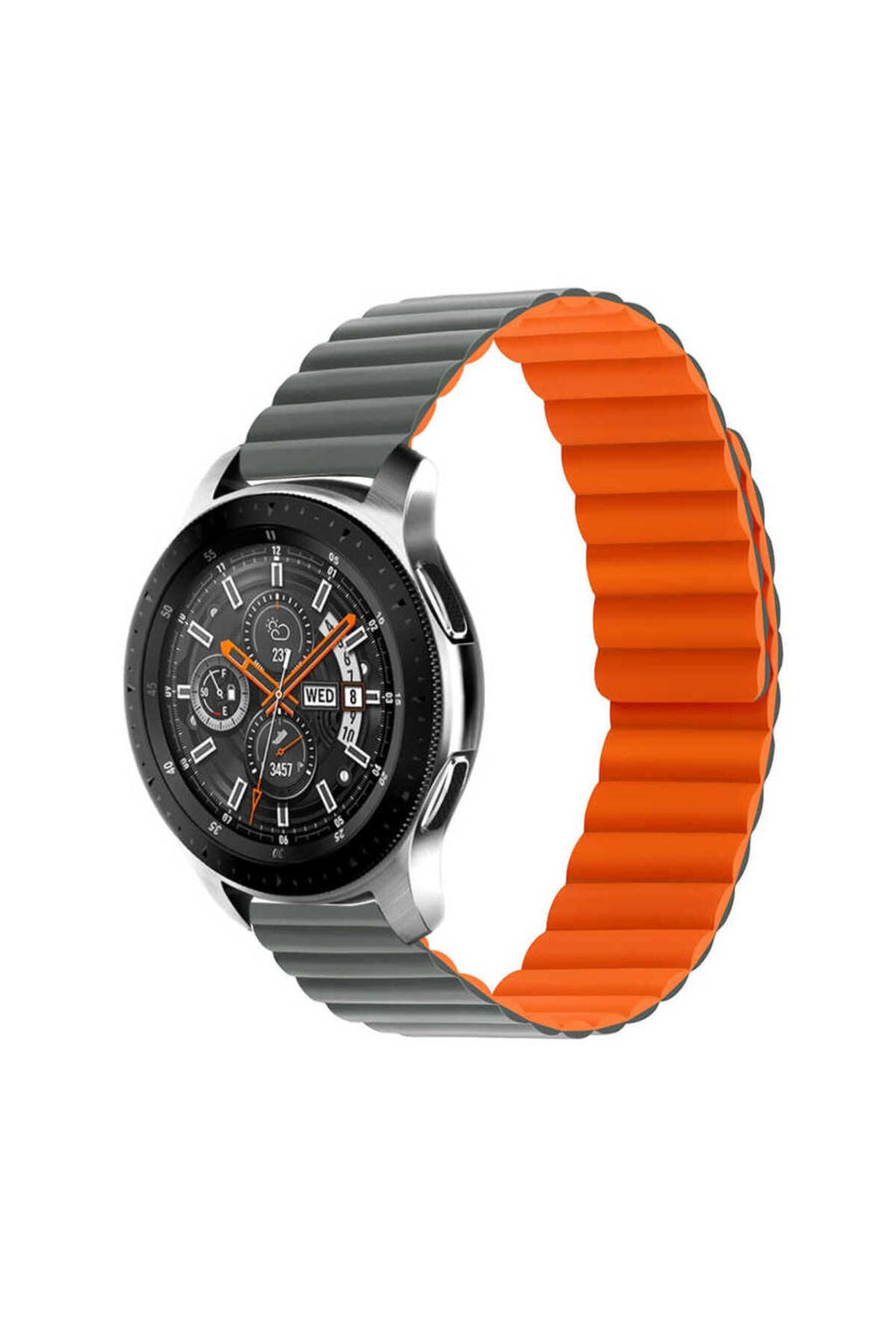 Galaxy Watch 42mm Uyumlu KRD-52 Kordon-btz-Gri-Turuncu