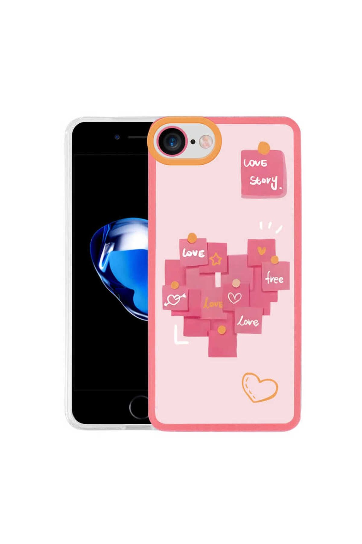 iPhone SE 2020 uyumlu Kılıf Zore M-Fit Desenli Kapak - Love Story No2