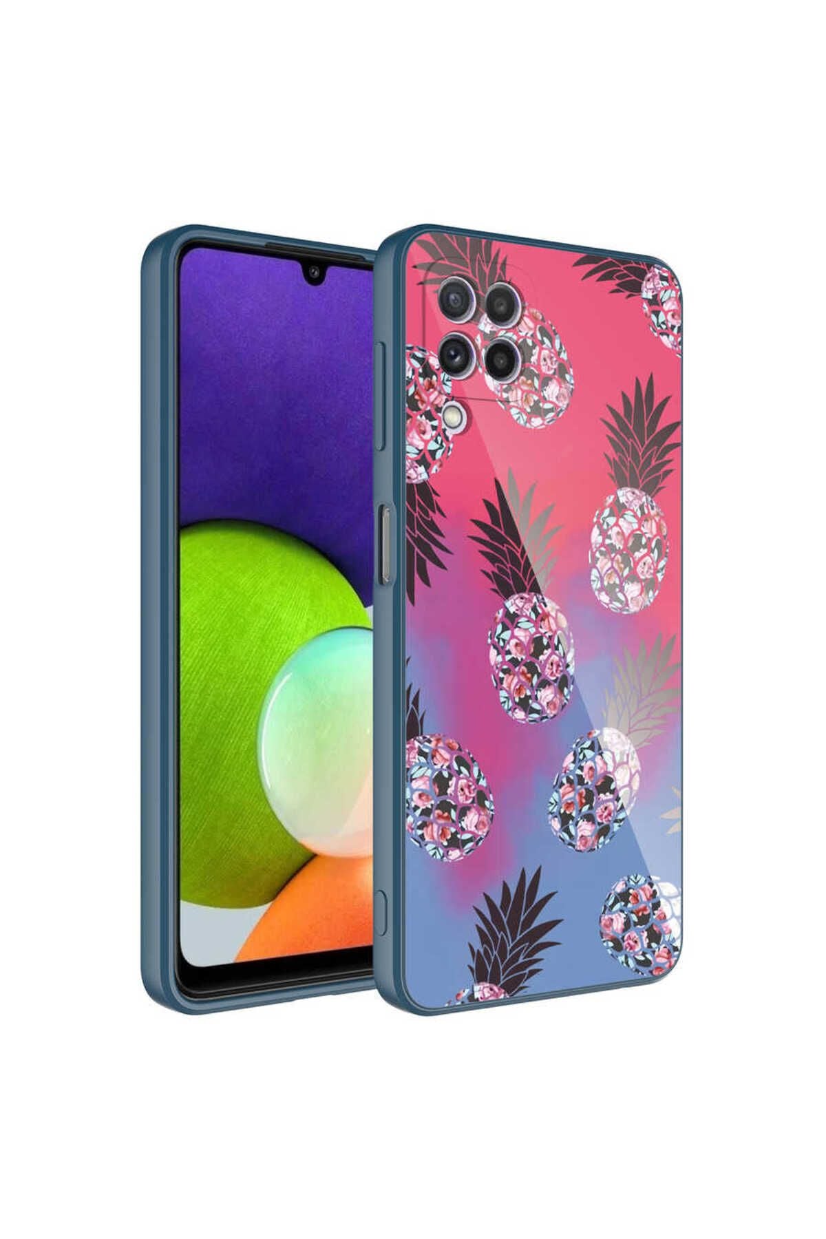 Galaxy A22 4G Kılıf Kamera Korumalı Desenli Sert Silikon Zore Epoksi Kapak - NO1