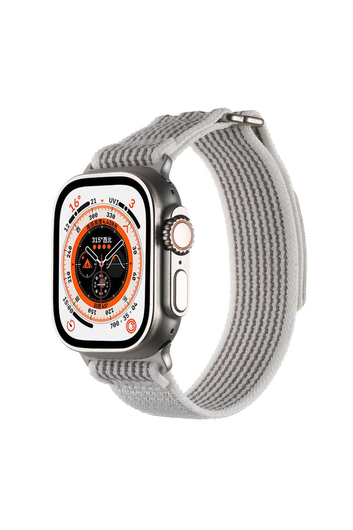 Apple Watch Ultra 49mm Hasır Kordon Zore KRD-106 Strap Kayış-Siyah-Gri