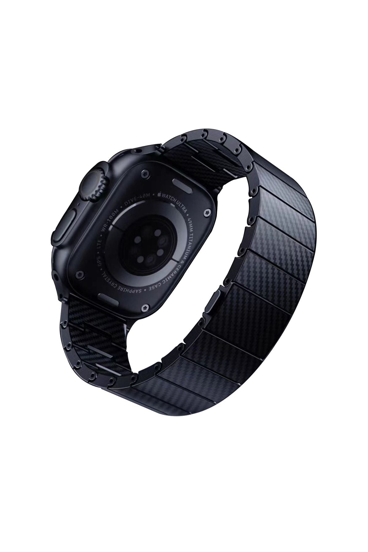 Watch Ultra 49mm Uyumlu KRD-90 600D Karbon Fiber Zore Kordon-Siyah
