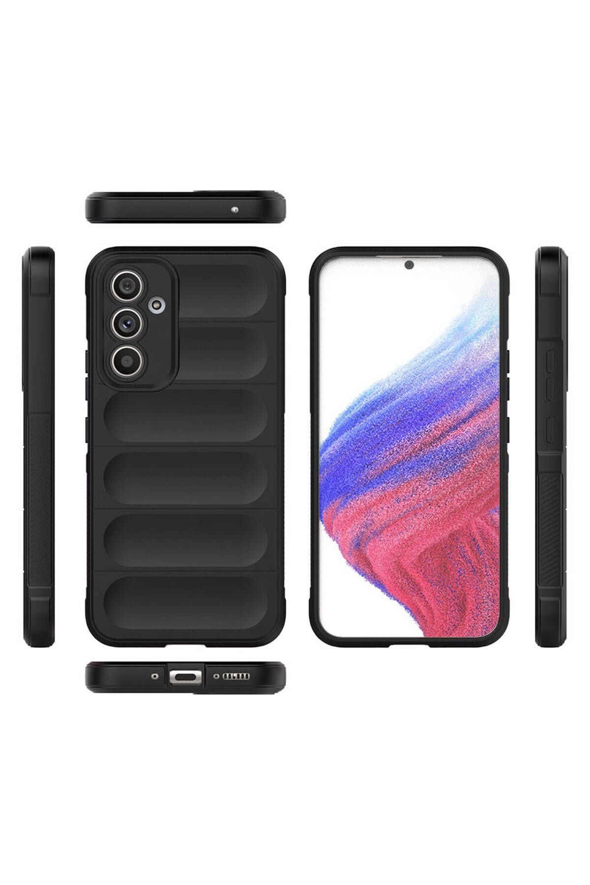 Galaxy A54 Kılıf Esnek TPU Oyuklu Arka Yüzey Tasarımlı Zore Etnik Silikon Kapak - Lacivert