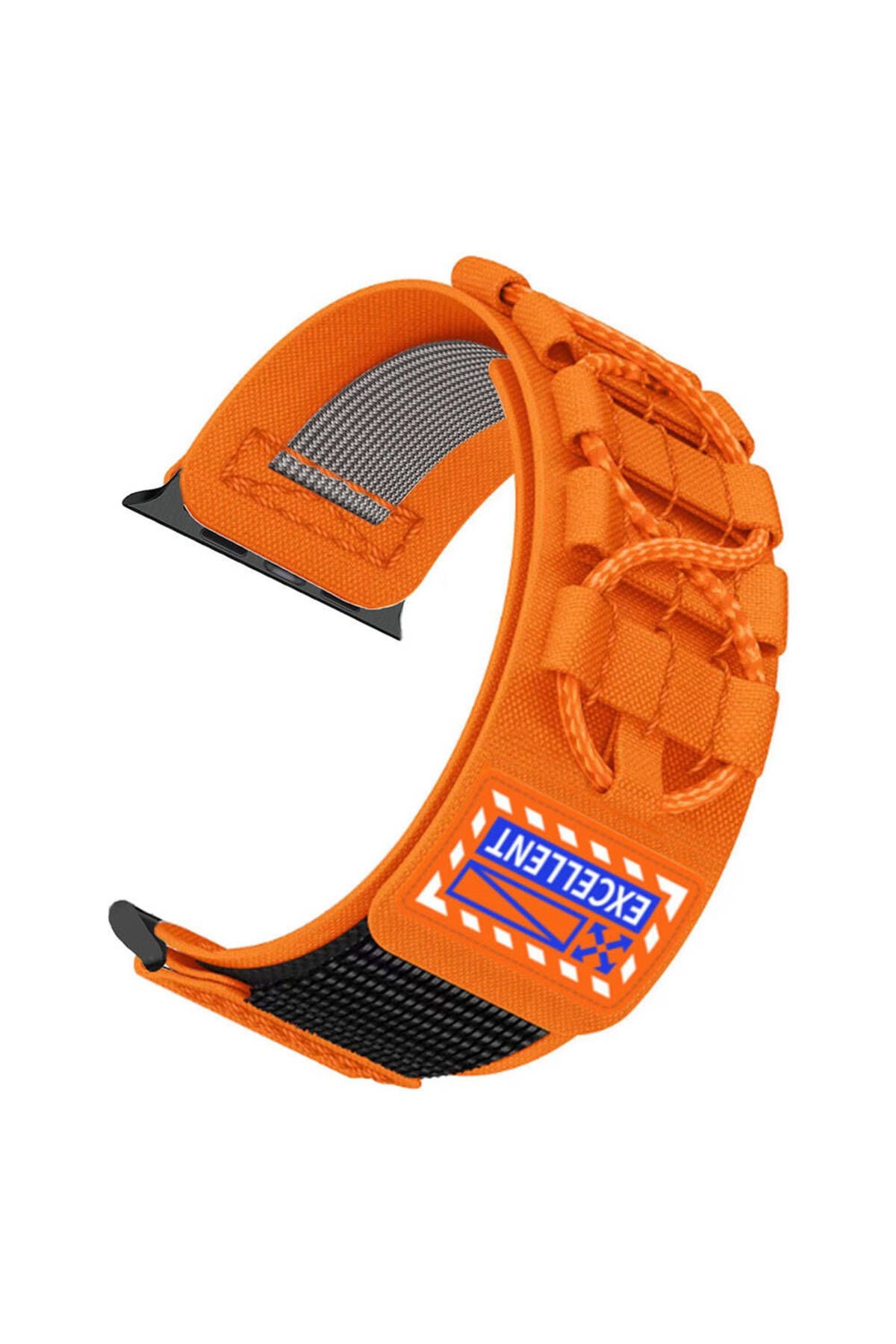 Apple Watch Ultra 49mm Zore KRD-112 Orbital Örgülü Halat Tasarımlı Naylon Kumaş Hasır Kordon-Turuncu