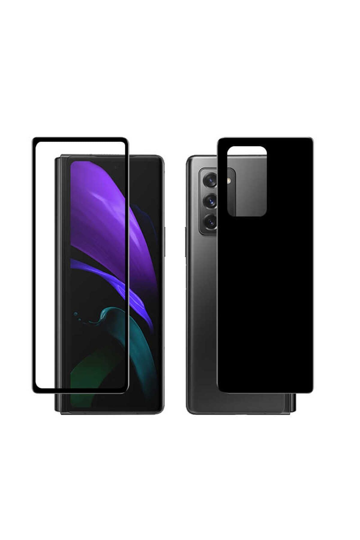 Galaxy Z Fold 2 Uyumlu Zore Ön Arka 5D Full Yapışkanlı Temperli Ekran Koruyucu