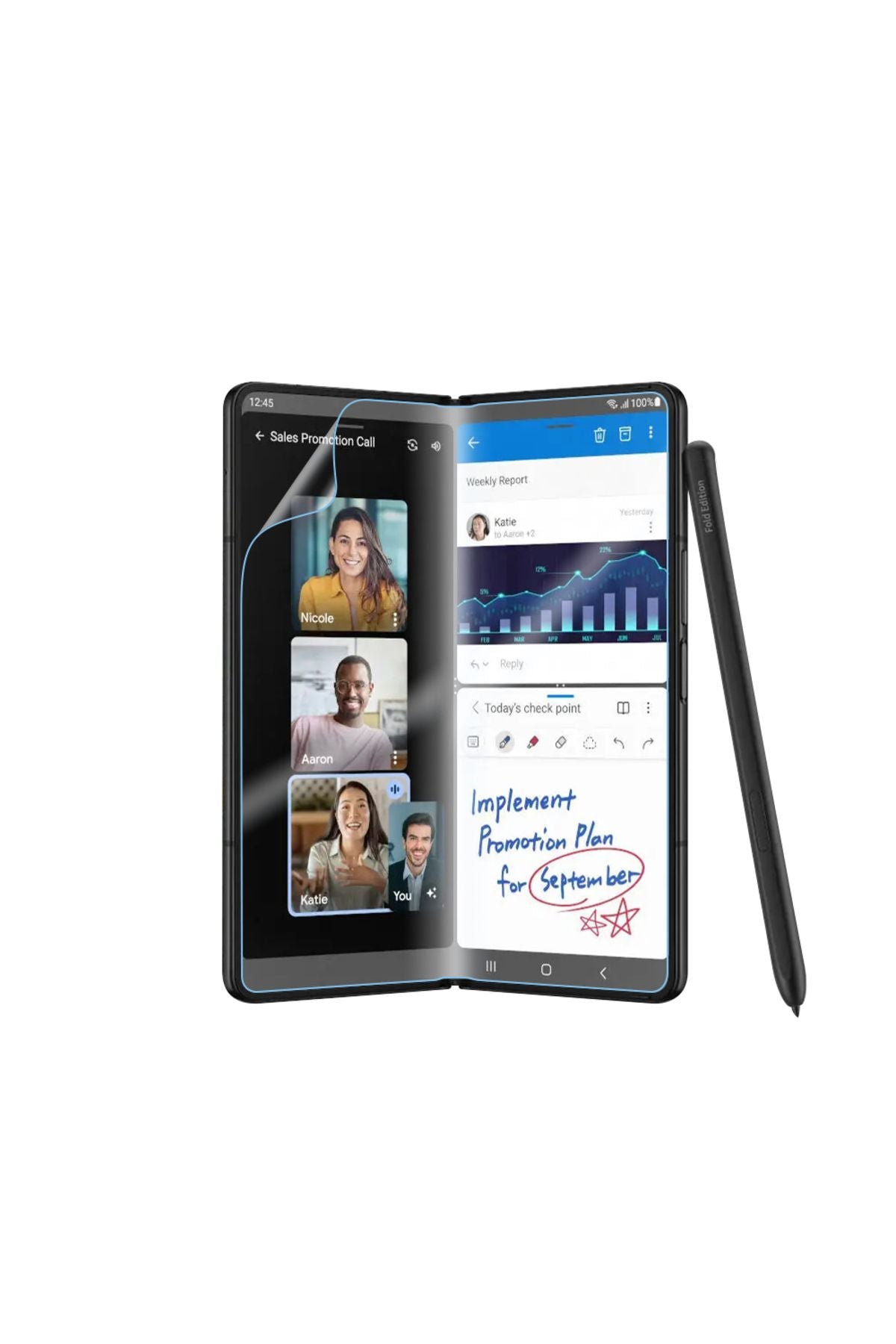 Galaxy Z Fold 2 Uyumlu Zore Hizalama Aparatlı S-Fit Body Ekran Koruyucu
