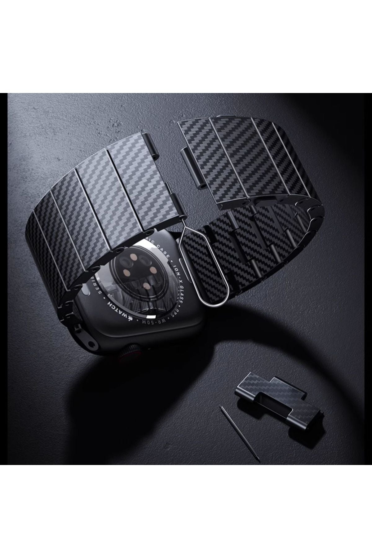 Watch Ultra 49mm Uyumlu KRD-90 600D Karbon Fiber Zore Kordon-Siyah