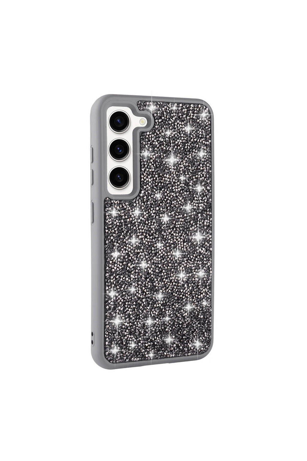 Galaxy S23 Uyumlu Parlak Taşlı Tasarım Pırlanta Zore Kılıf-Gri
