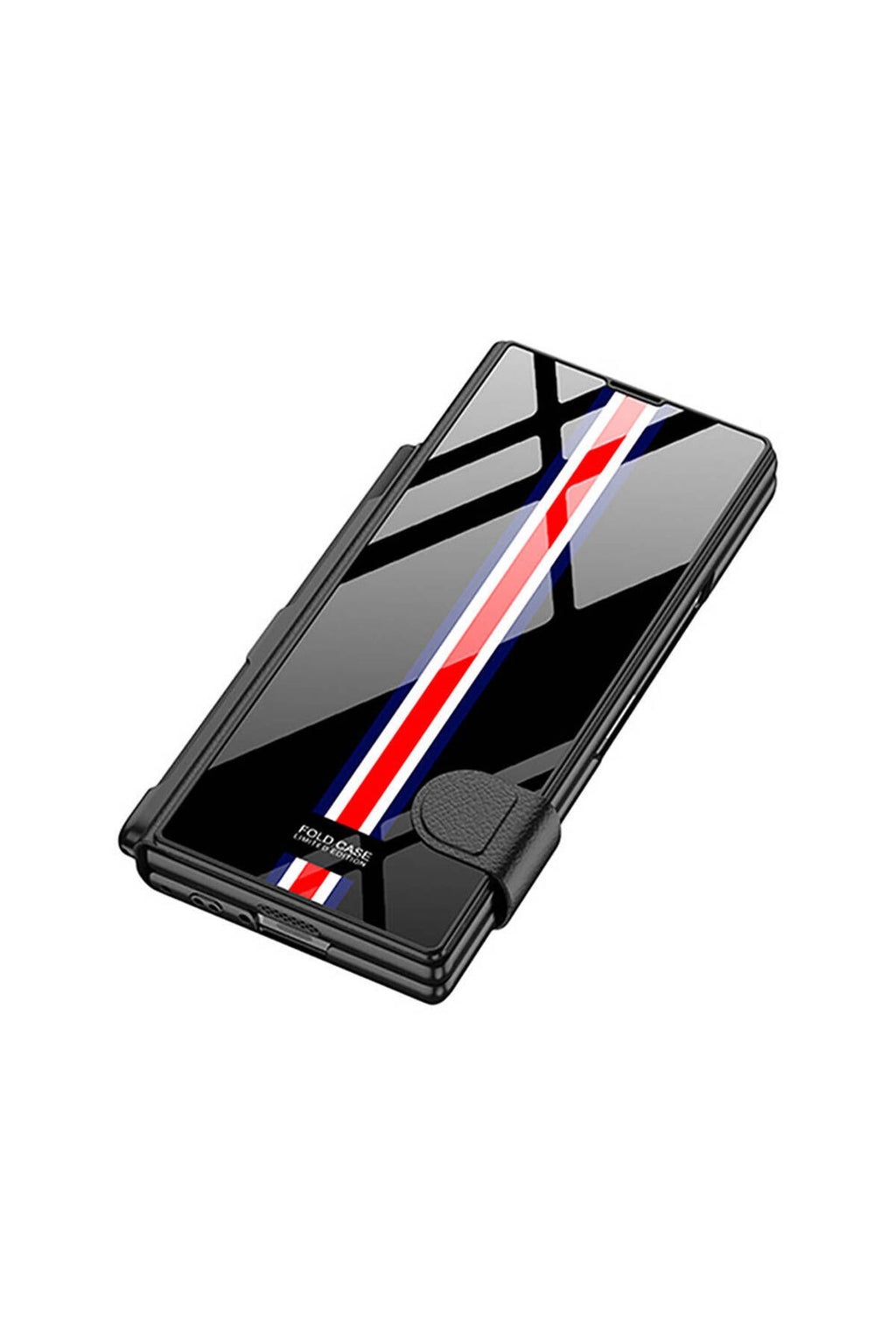 Galaxy Z Fold 6 Kılıf Kamera Korumalı Kartlıklı Kalem Bölmeli Zore Kıpta Çizgili Droga Kılıf-Siyah