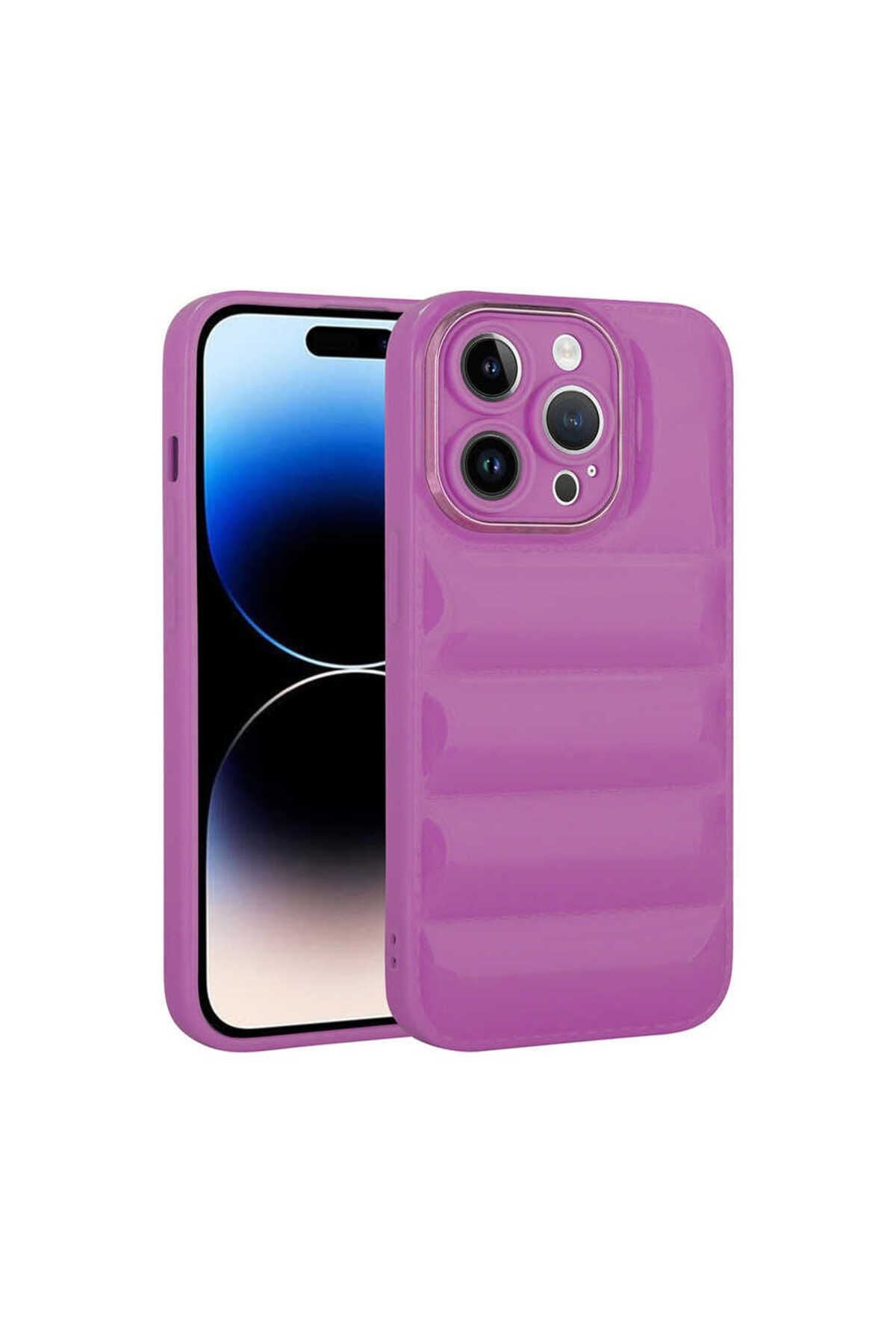 iPhone 14 Pro Uyumlu Kamera Korumalı Parlak AiHTTg'li Zore Galya Kılıf-Pembe