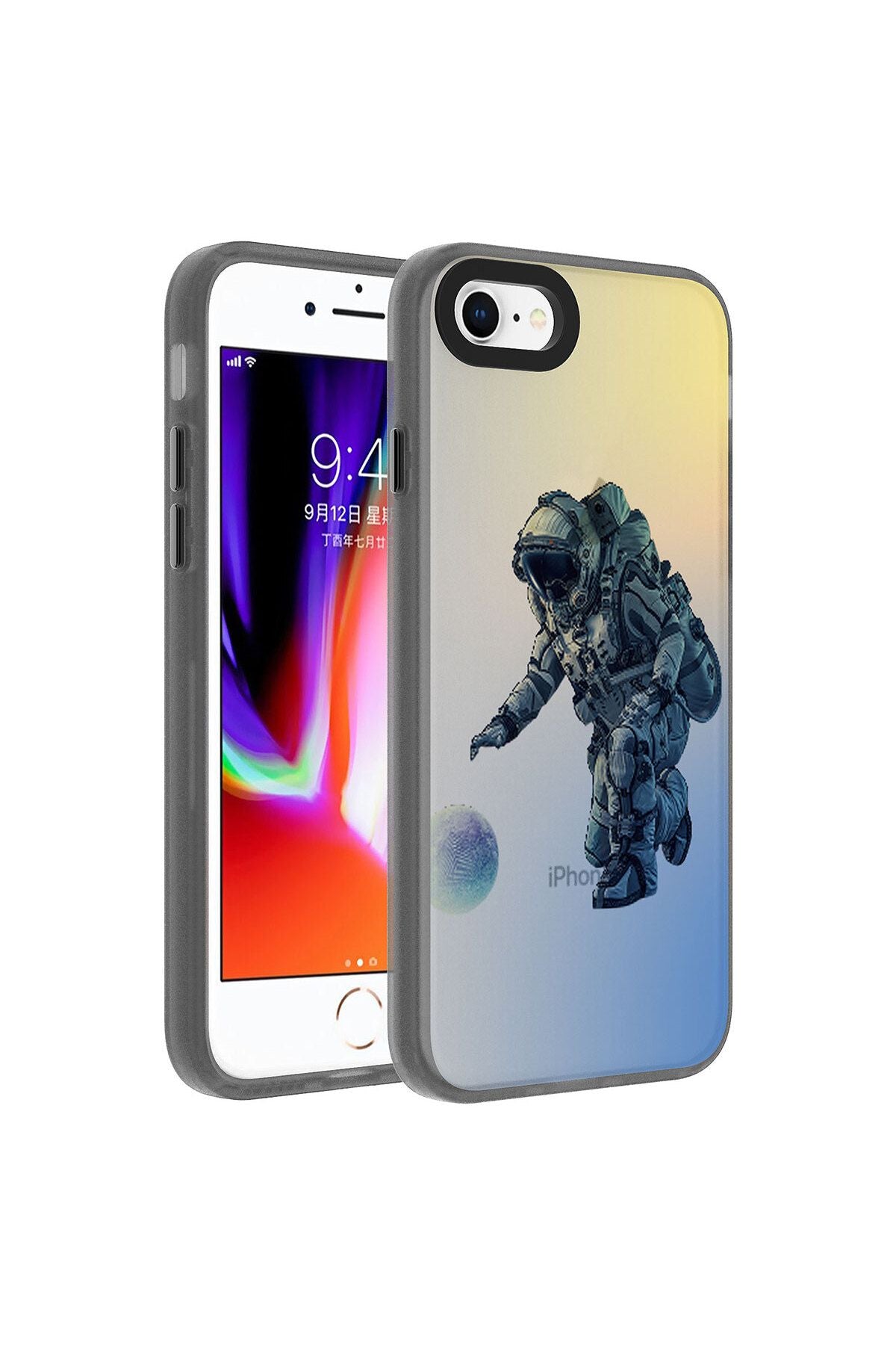 iPhone SE 2022 Uyumlu Desenli CSK Zore Dragon Sert Kılıf-Astronot