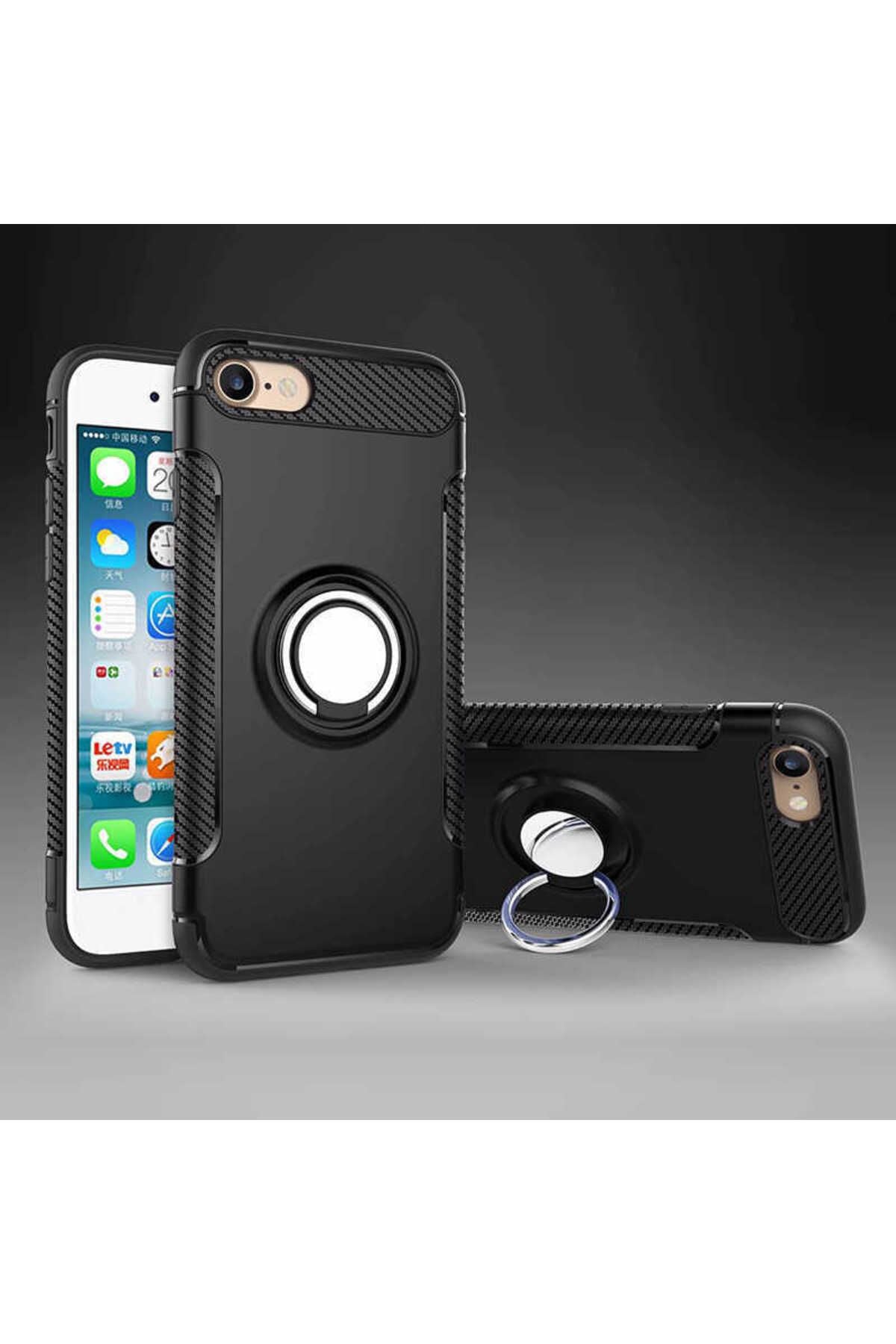 iPhone SE 2022 Uyumlu Zore Yüzüklü Verus Kılıf-Siyah