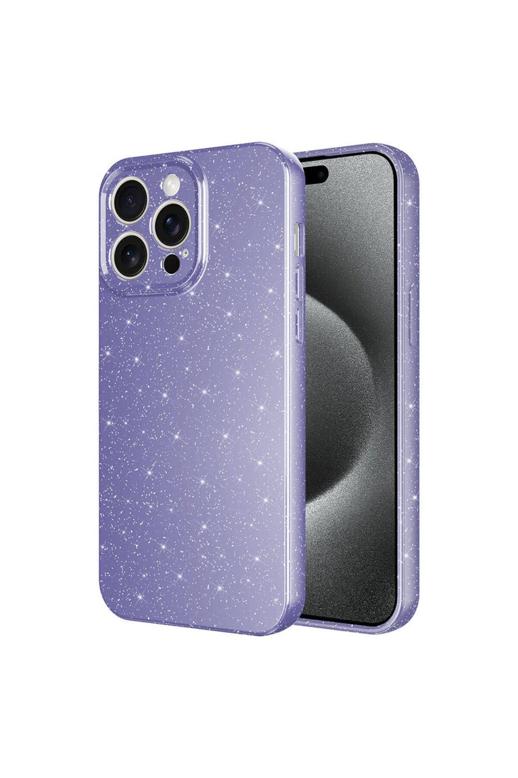 iPhone 15 Pro Uyumlu Kamera Korumalı Simli Lüks Zore Koton Kılıf-Mor