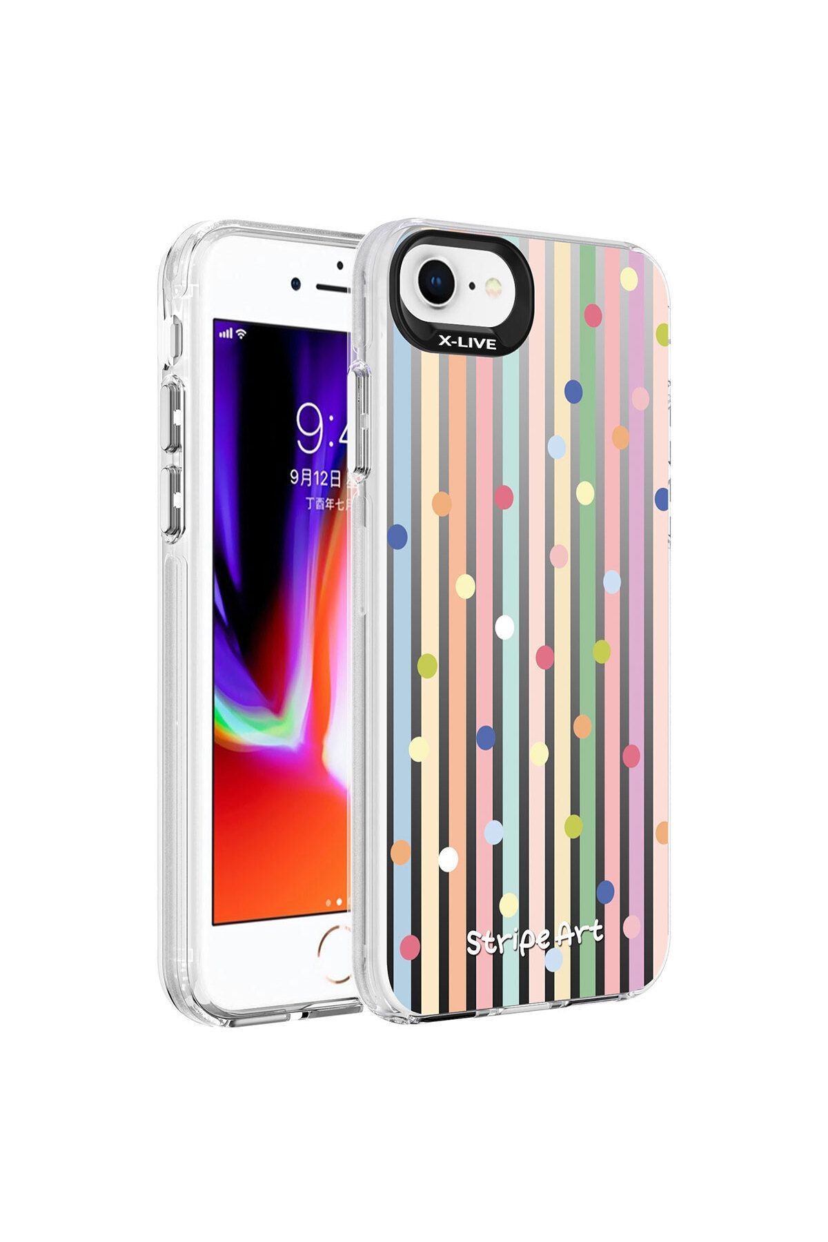 iPhone SE 2022 Uyumlu Desenli CSM Zore Silver Sert Kılıf-Noktalar