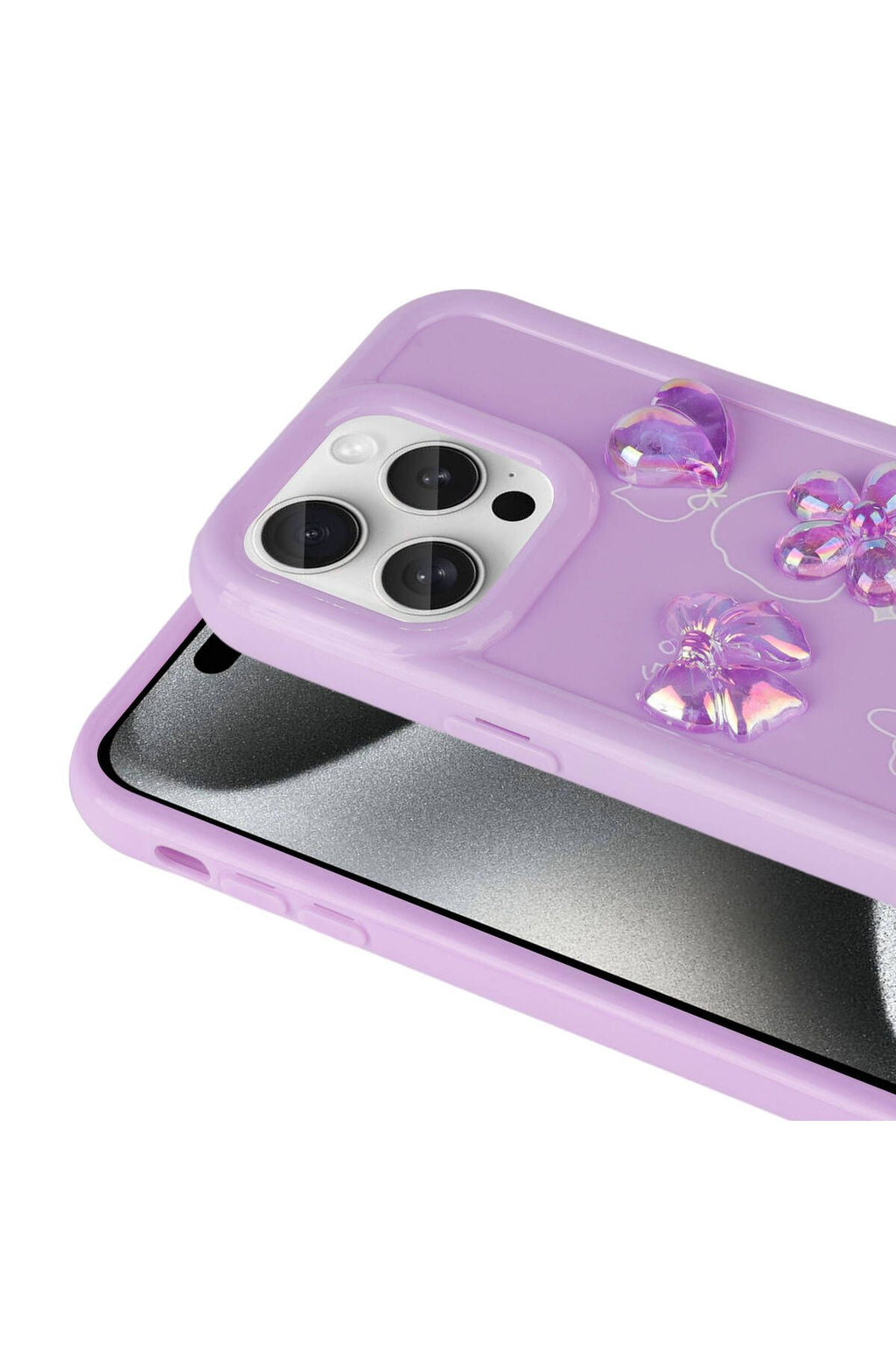 iPhone 15 Pro Max Uyumlu Kabartma Figürlü Parlak Zore Toys Silikon Kılıf-Pembe