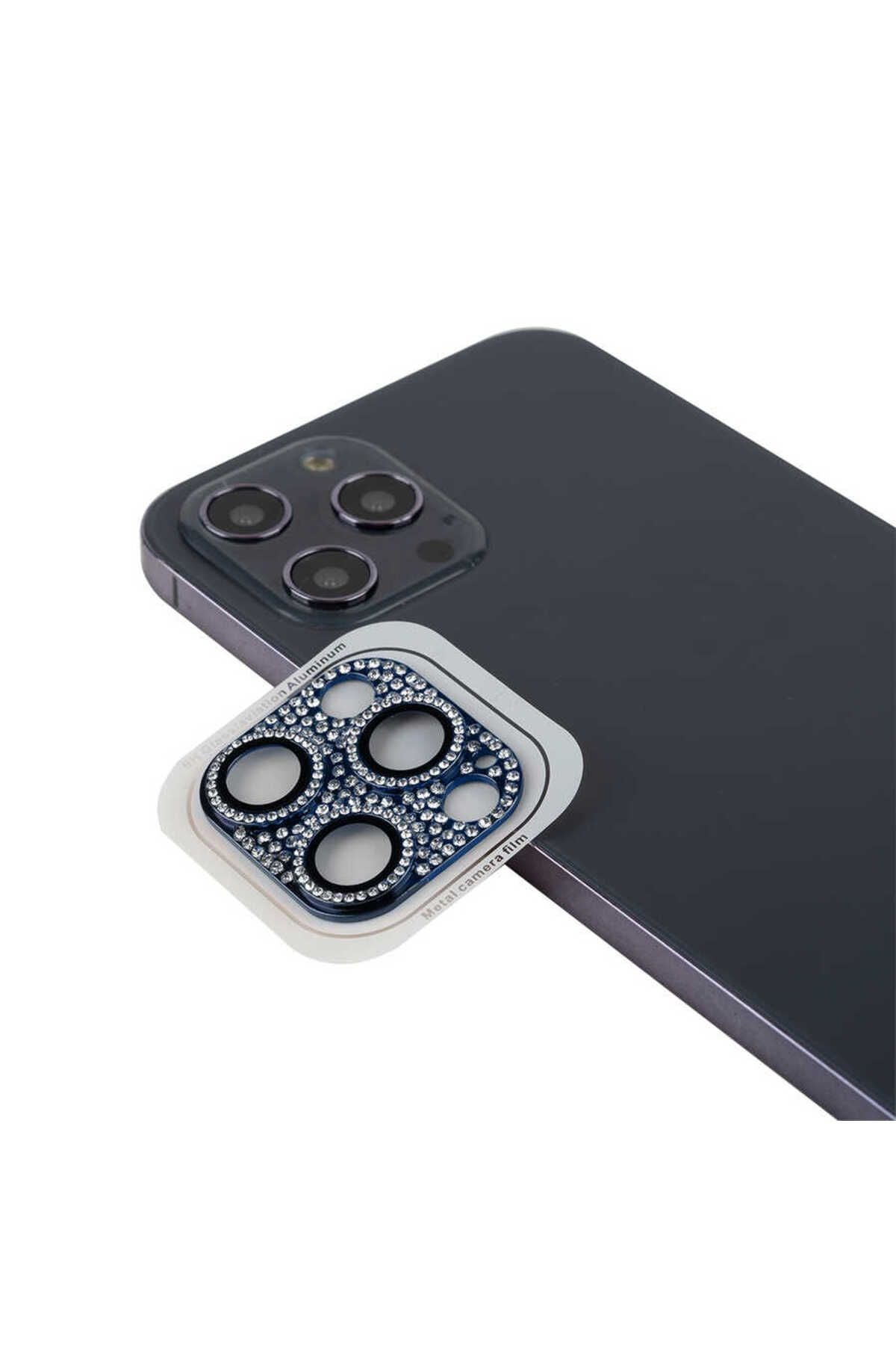 iPhone 13 Pro Max Uyumlu Baltazar CL-08 Kamera Lens Koruyucu-Mavi