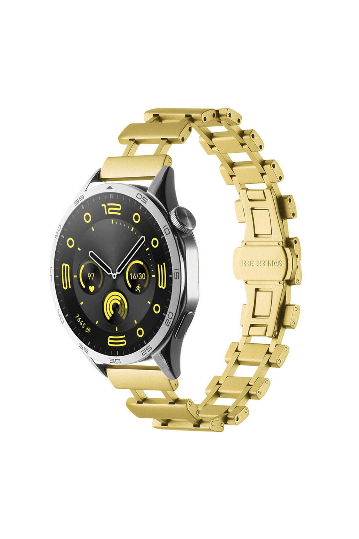 Galaxy Watch 46mm Uyumlu CLO- KRD-96 22mm Metal Kordon-Gold