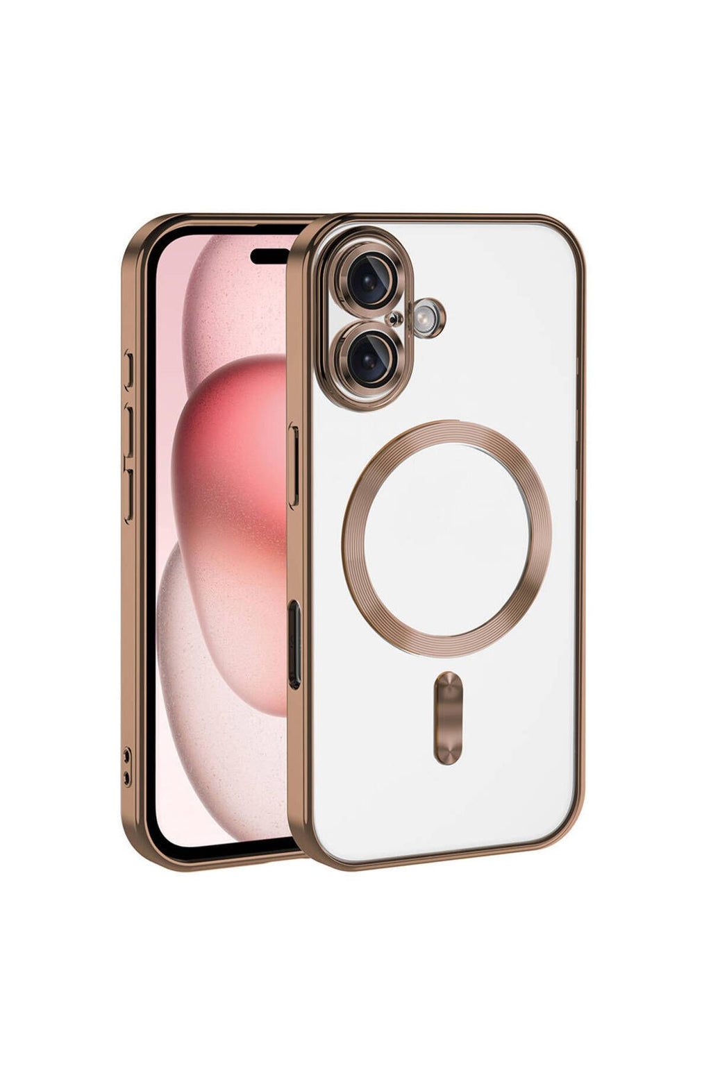 iPhone 16 Kılıf Kamera Korumalı Magsafe Wireless Şarj Özellikli Zore Demre Kapak - Desert Titanyum