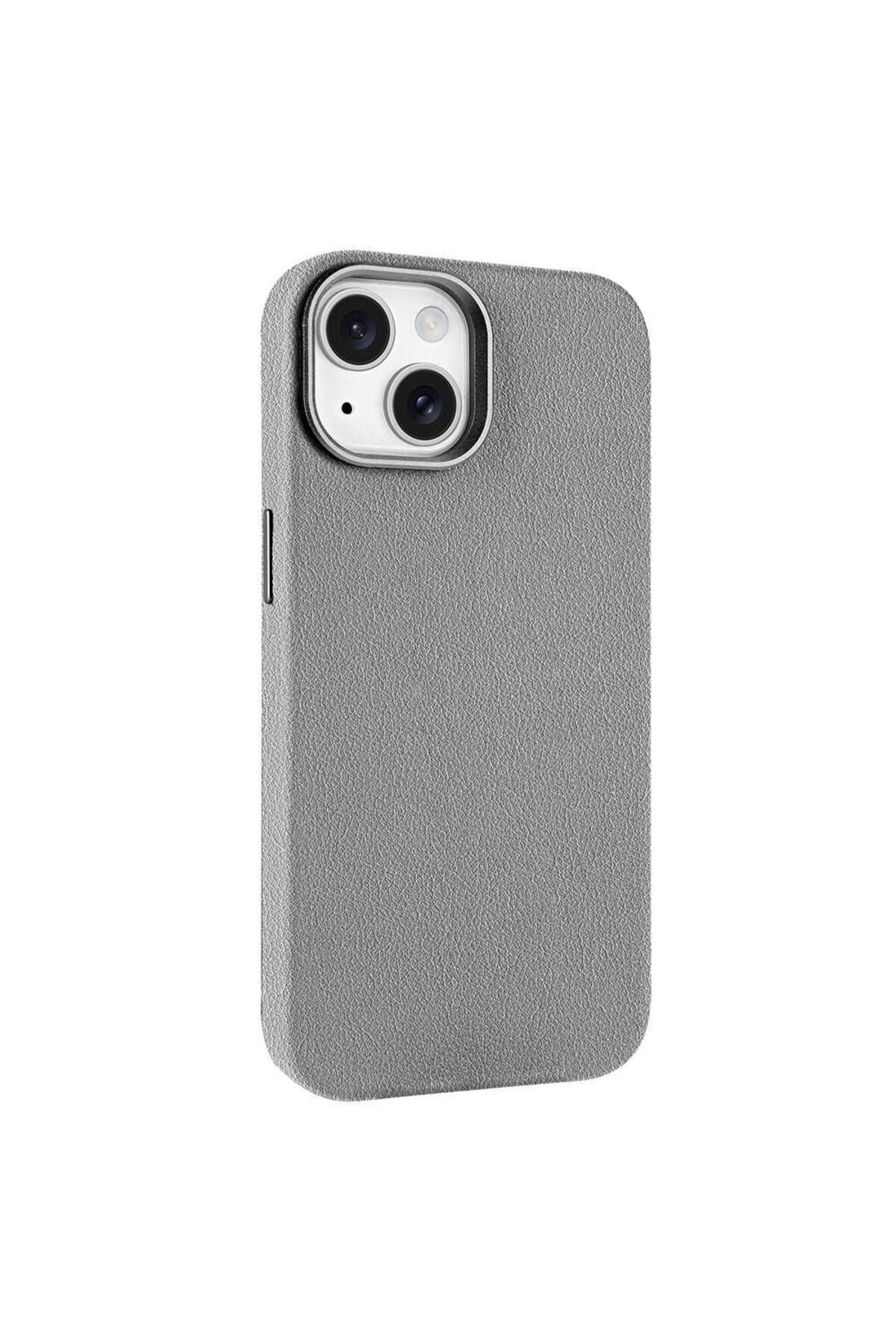 iPhone 15 Kılıf Magsafe Şarj Özellikli PU Deri Zore Adora Kapak-Koyu Gri