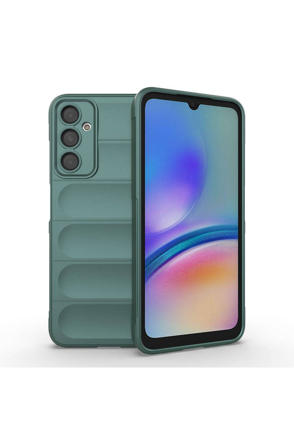 Galaxy A05S Kılıf Esnek TPU Oyuklu Arka Yüzey Tasarımlı Zore Etnik Silikon Kapak - Koyu Yeşil