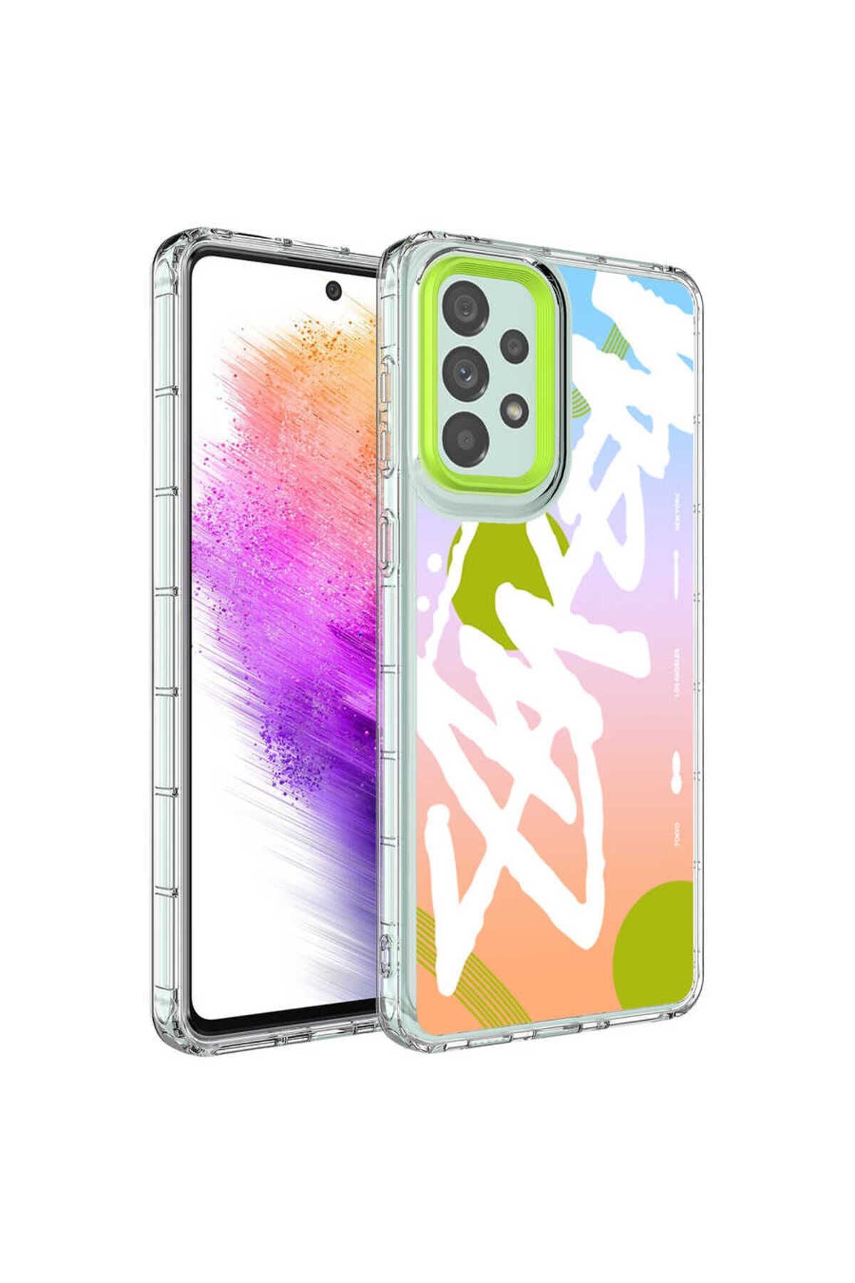 Galaxy A53 5G Kılıf Kamera Korumalı Renkli Desenli Sert Silikon Zore Korn Kapak - NO11