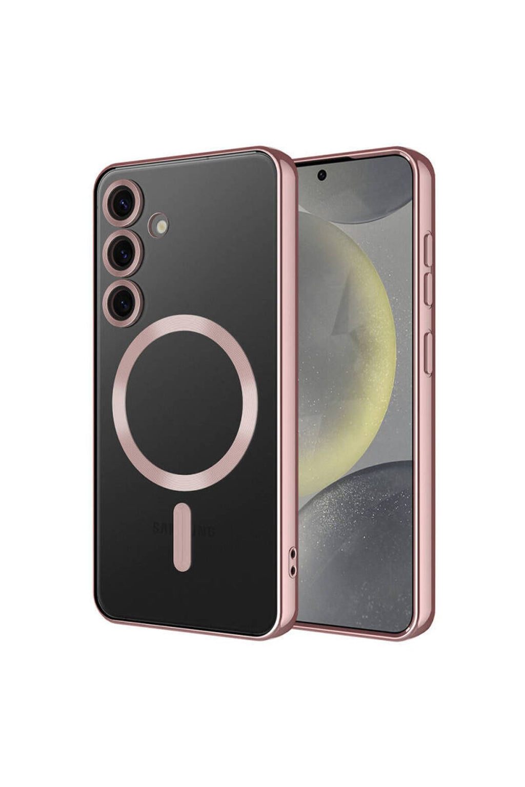 Galaxy S24 Plus Kılıf Kamera Korumalı Magsafe Wireless Şarj Özellikli Zore Demre Kapak - Rose Gold