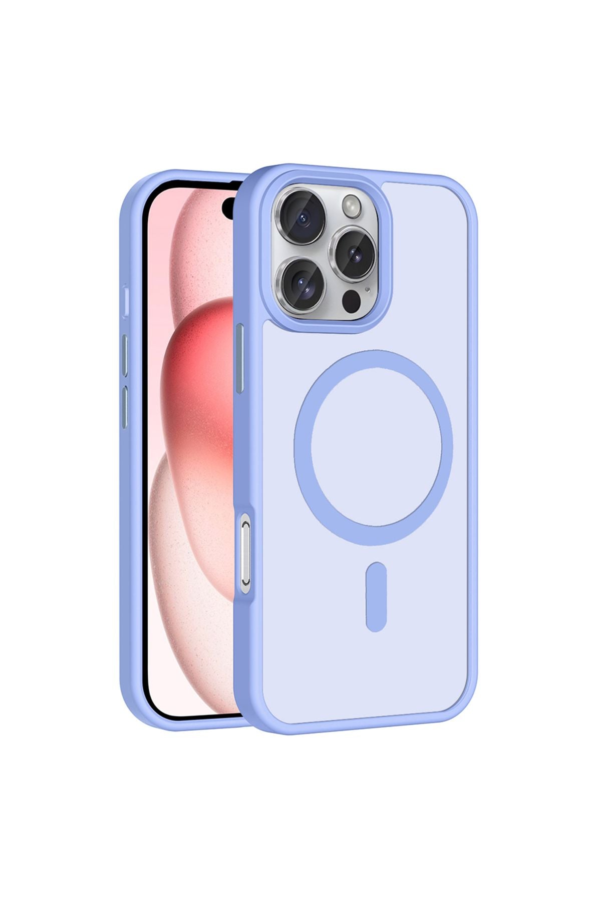 iPhone 16 Pro Max Kılıf Magsafe Şarj Özellikli Mat Arka Yüzey Zore Sio Kapak - Lila