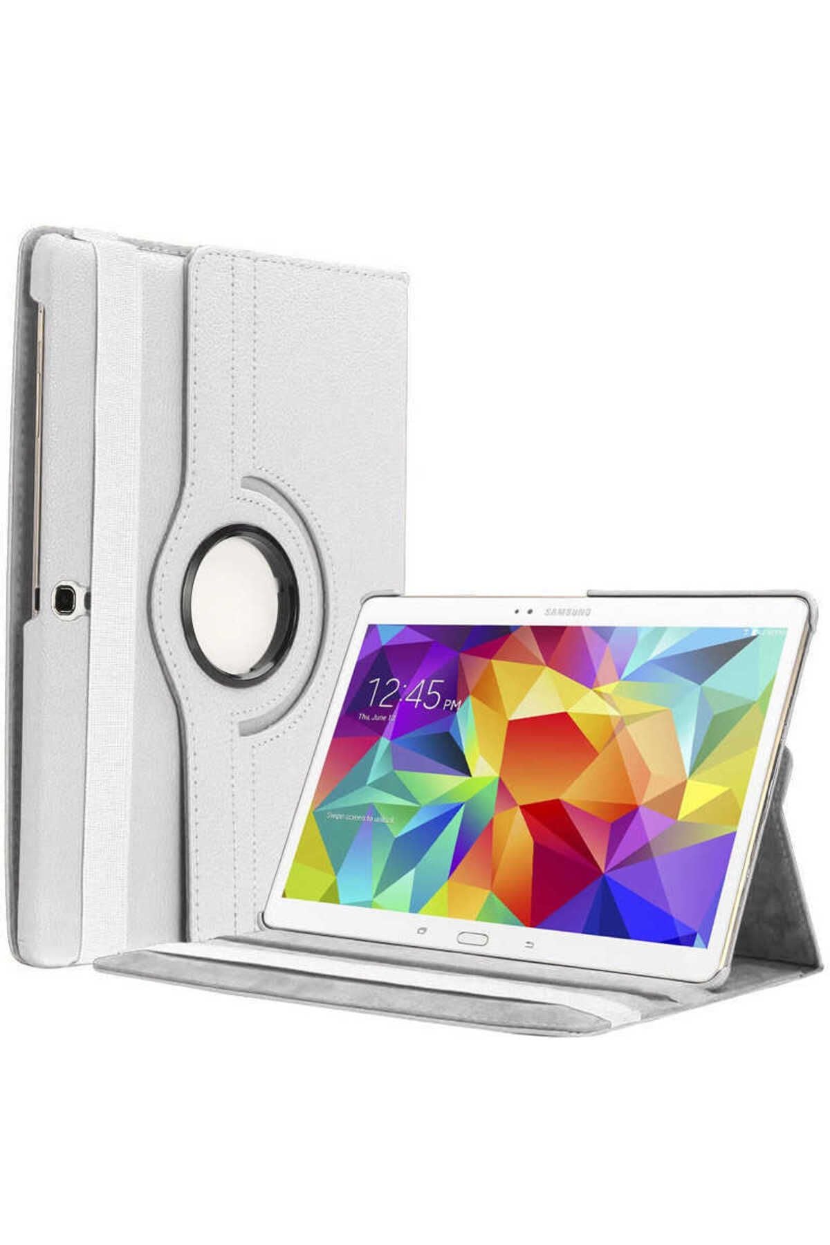 Galaxy Tab S3 9.7 T820  Uyumlu Zore Dönebilen Standlı Kılıf-Beyaz