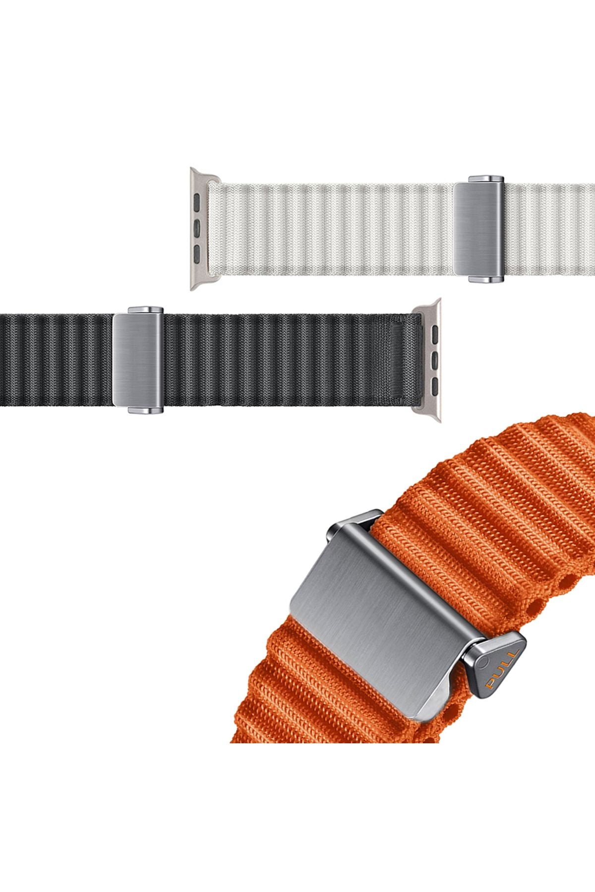 Watch Ultra 49mm Uyumlu Zore KRD-123 Naylon Kumaş Hasır Örgülü Kordon-Beyaz