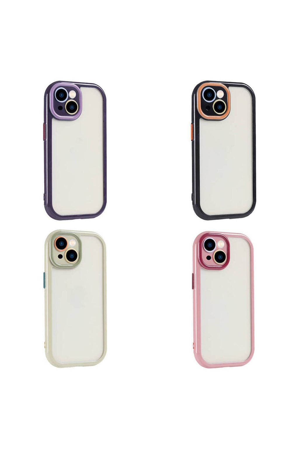 iPhone 15 Kılıf Kamera Korumalı Renkli Kenar ve Çerçeve Tasarımlı Zore Vitamin Kapak-Mürdüm