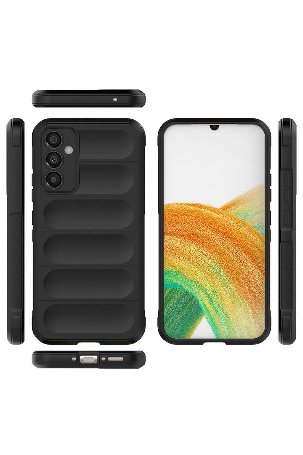 Galaxy A34 Kılıf Esnek TPU Oyuklu Arka Yüzey Tasarımlı Zore Etnik Silikon Kapak - Lacivert