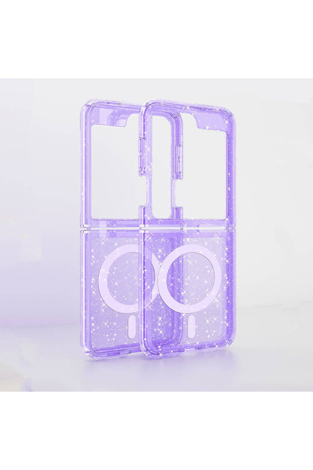 Galaxy Z Flip 6 Kılıf Magsafe Şarj Özellikli Parlayan Simli Saydam Renkli Zore Allstar Kapak - Pembe