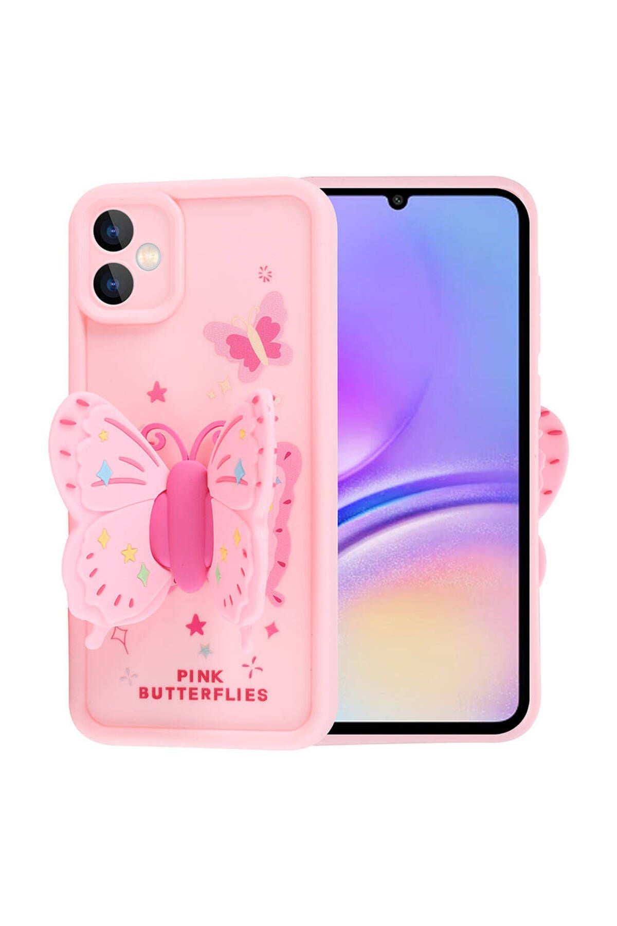 Galaxy A05 Kılıf Kamera Korumalı Figür Tasarımlı Zore Kapya Kapak-Pembe Koyu