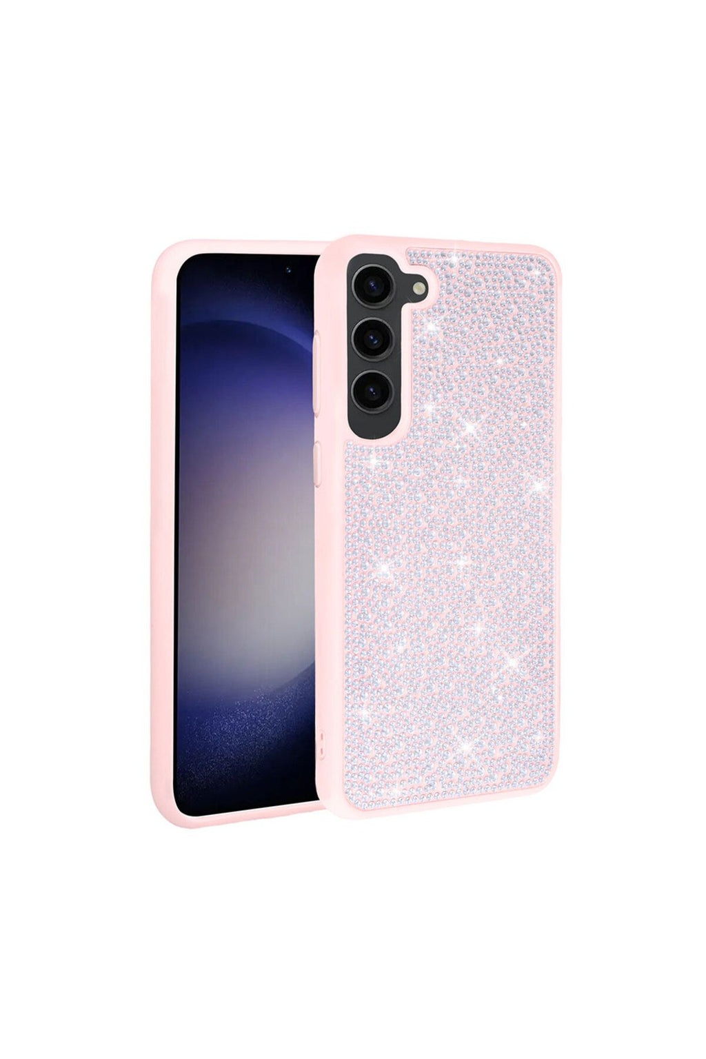 Galaxy S23 Uyumlu Parlak Taşlı Tasarım Zore Ston Kılıf-Pembe
