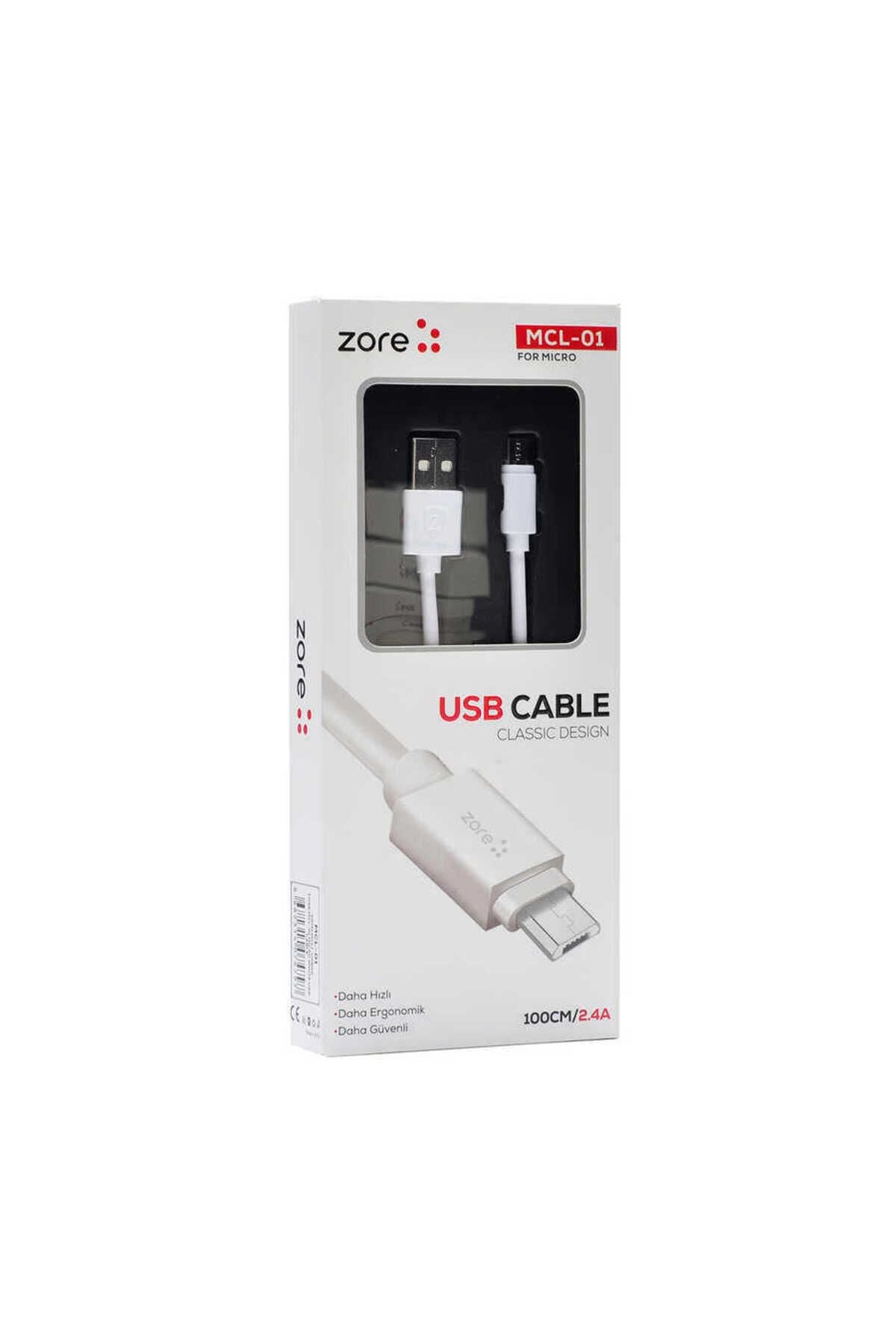 Beyaz MCL-01 Micro Usb Kablo-Zore