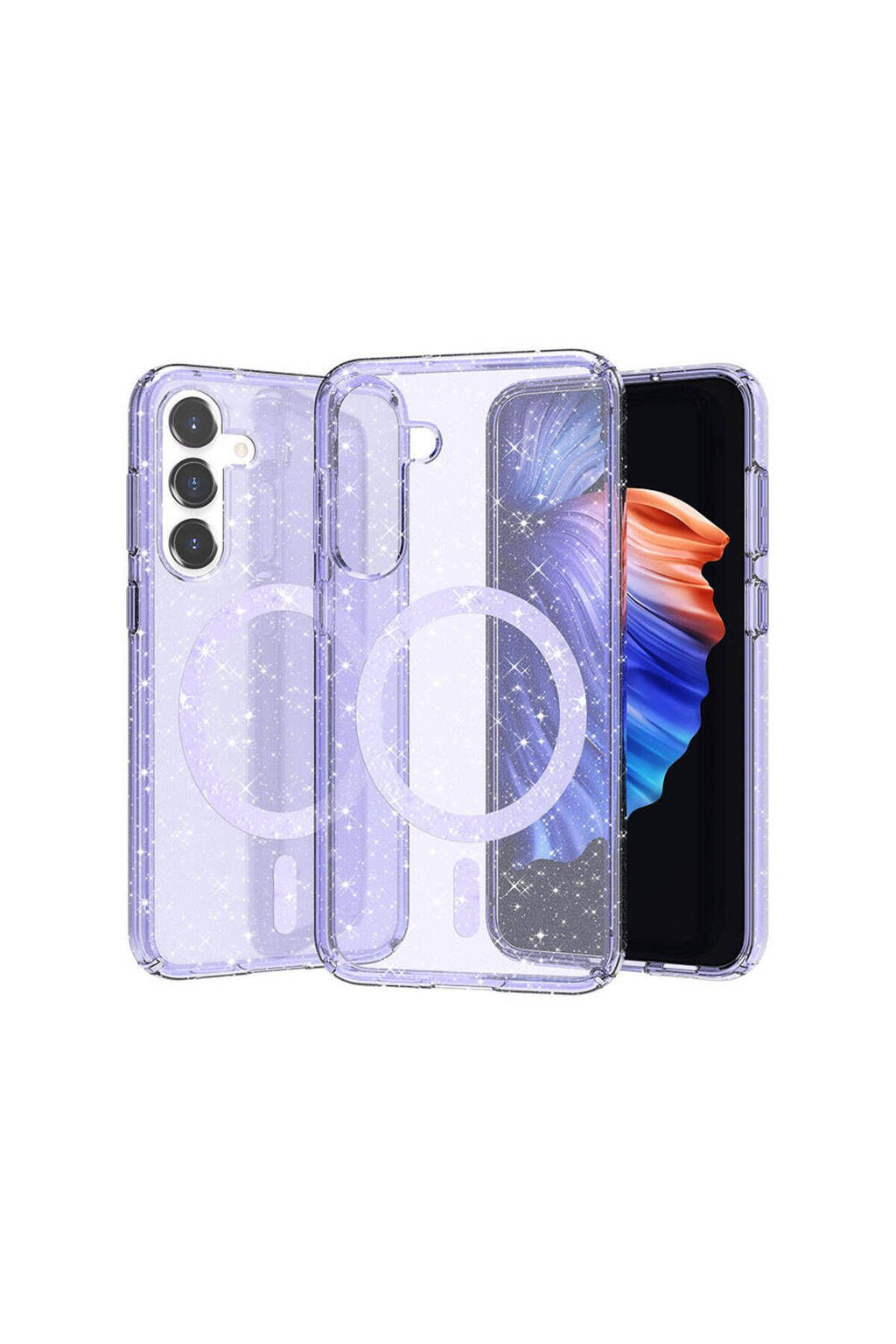 Galaxy S23 FE Kılıf Magsafe Şarj Özellikli Parlayan Simli Saydam Renkli Zore Allstar Kapak - Mor