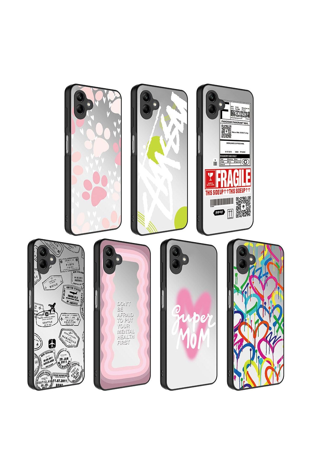 Galaxy A04 Kılıf Aynalı Desenli Kamera Korumalı Parlak TKNR Mirror Kapak - Yazı