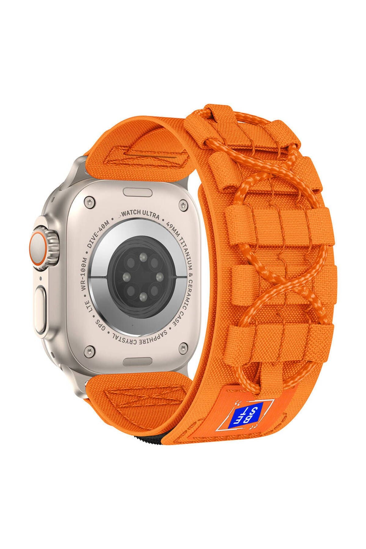 Watch Ultra 49mm Uyumlu CLO- KRD-99 Hasır Kordon-Turuncu