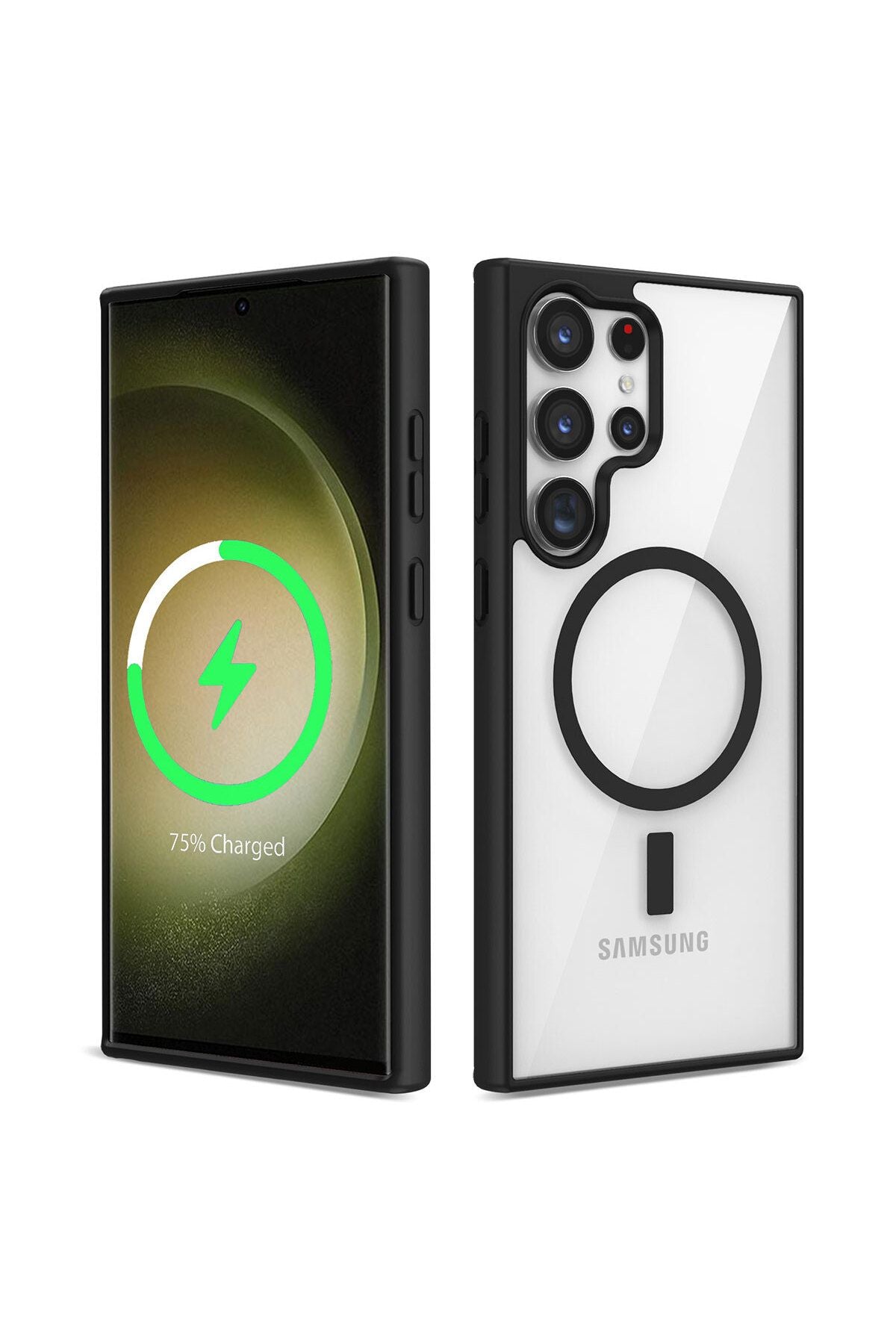 Galaxy S23 Ultra Uyumlu Magsafe Wireless Şarj Özellikli Silikon Zore Ege Kılıf-Siyah