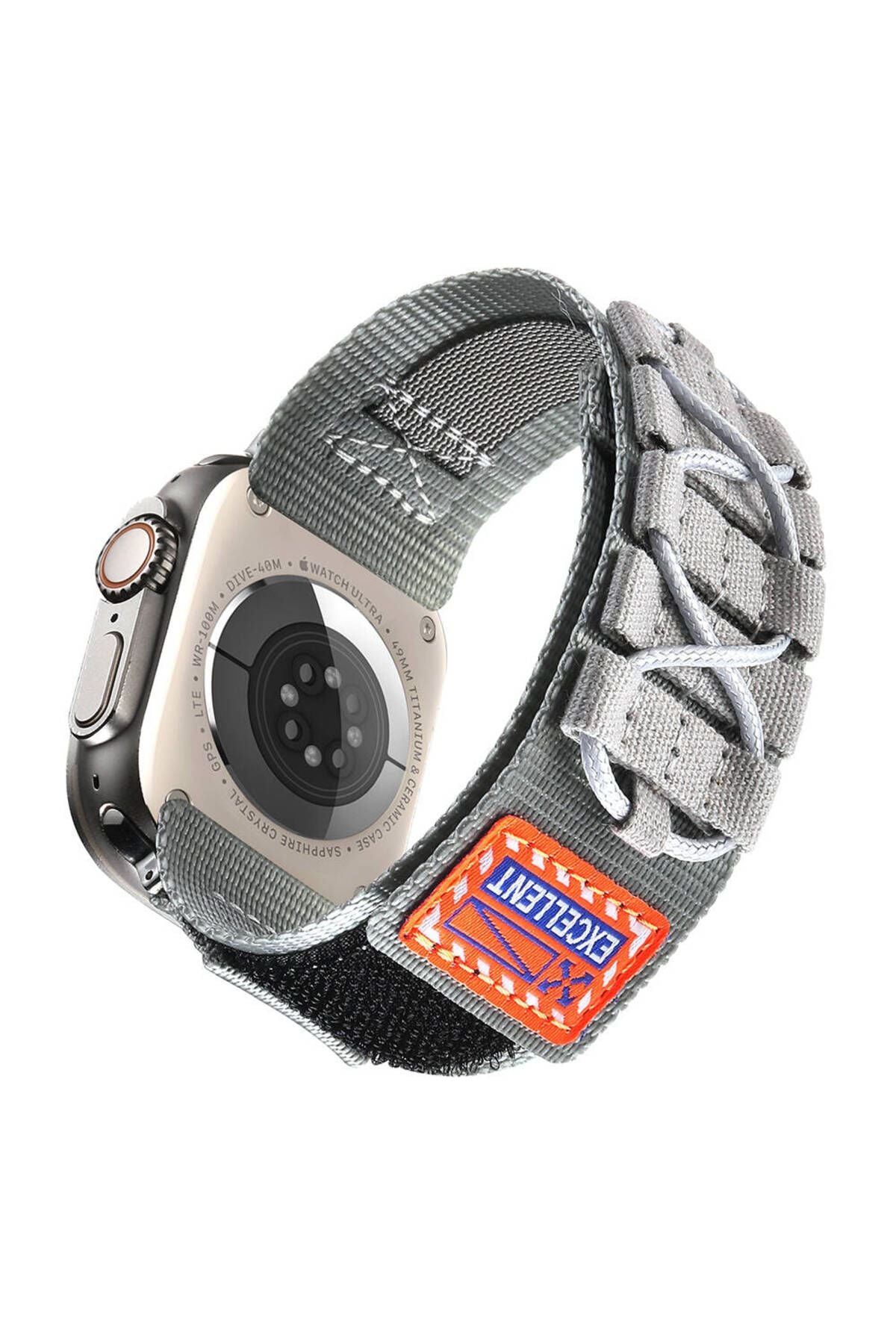 Apple Watch Ultra 49mm Zore KRD-112 Orbital Örgülü Halat Tasarımlı Naylon Kumaş Hasır Kordon-Turuncu