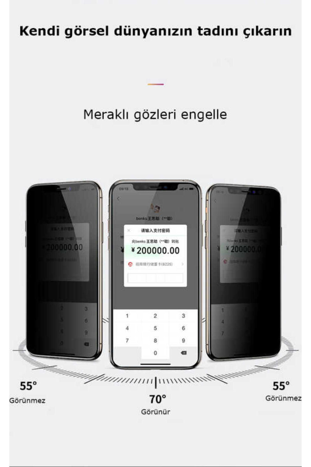 iPhone 12 Pro Max Uyumlu Zore Kor Privacy Cam Ekran Koruyucu