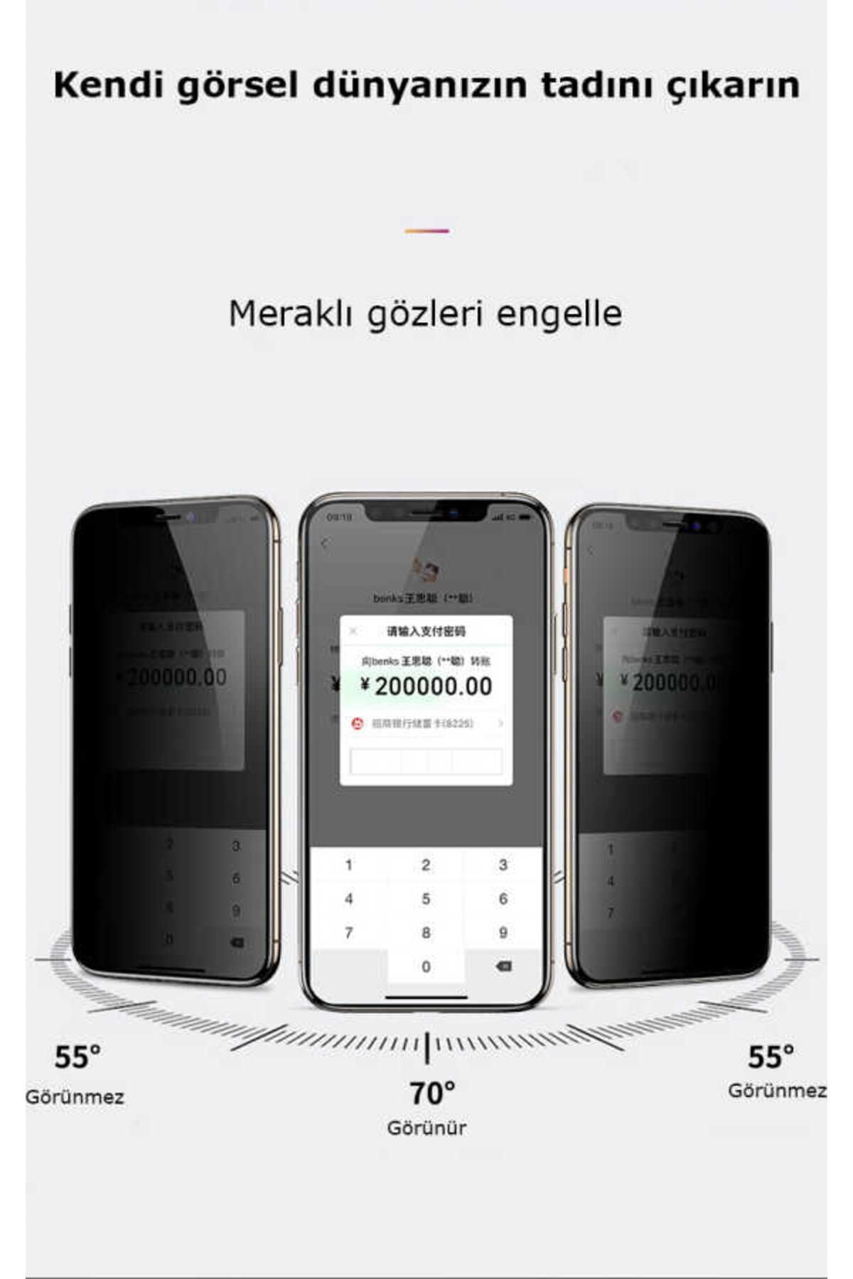 iPhone 12 Pro Max Uyumlu Zore Kor Privacy Cam Ekran Koruyucu